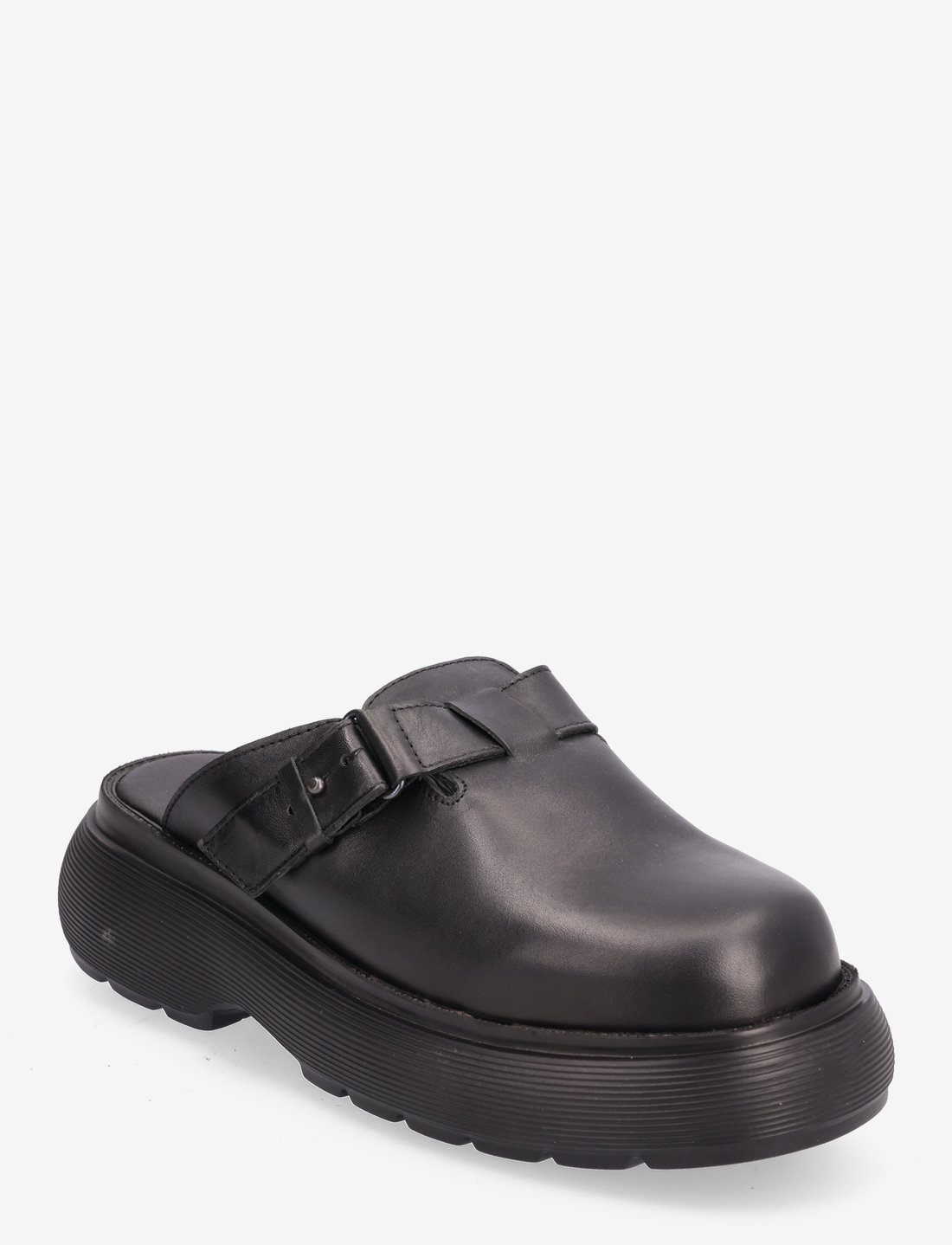 Black leather clogs sales