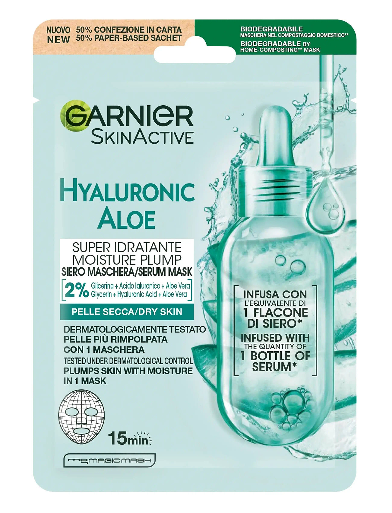 Garnier Garnier Hyaluronic Aloe Super Idratante Moisture Plump Sheet Mask For Dry Skin 28 G - Nude - 28 gr