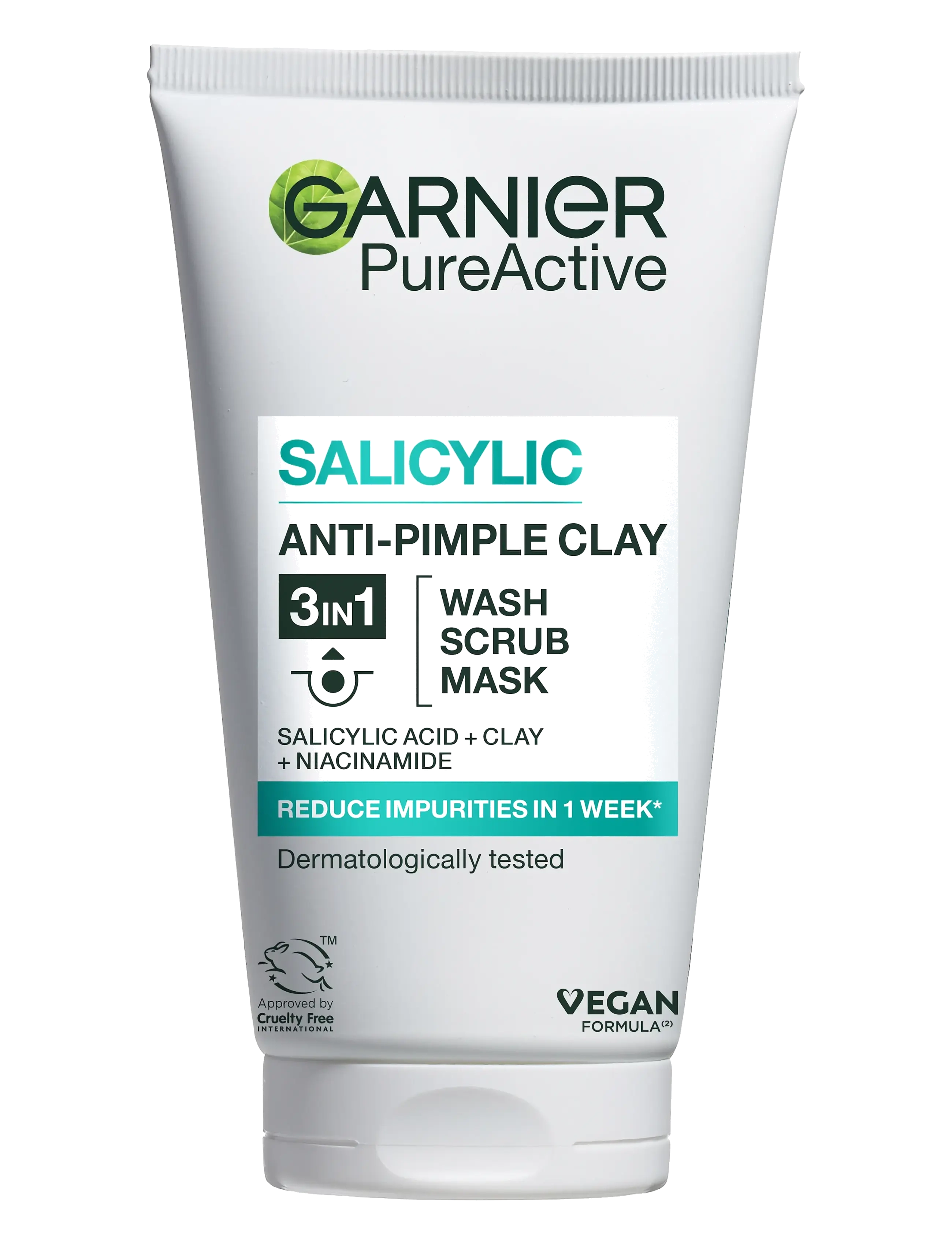 Garnier Garnier PureActive Salicylic 3in1 Anti-Pimple Clay Cleanser for impure skin 150 ml - Skönhet - NO COLOUR / undefined