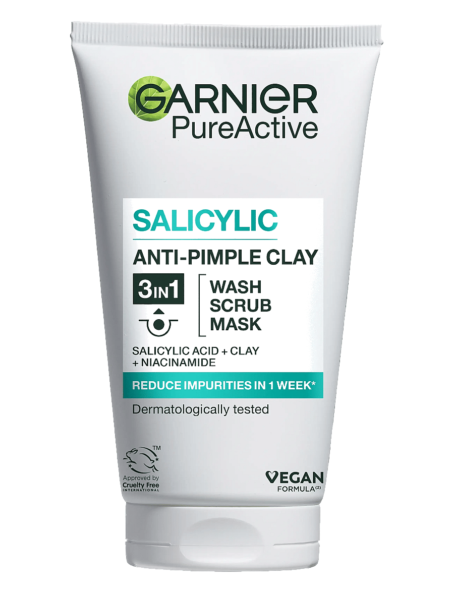 Garnier - Garnier PureActive Salicylic 3in1 Anti-Pimple Clay Cleanser for impure skin 150 ml - näopesu - no colour - 0