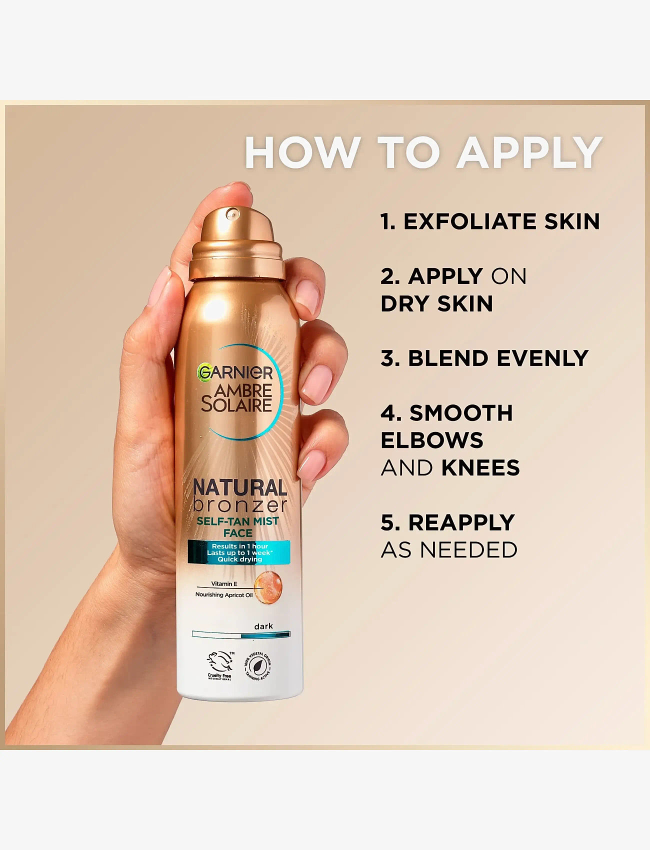 Garnier - Garnier Ambre Solaire Natural Bronzer Self-Tan Mist Face for normal skin Dark 75 ml - mist - dark - 3