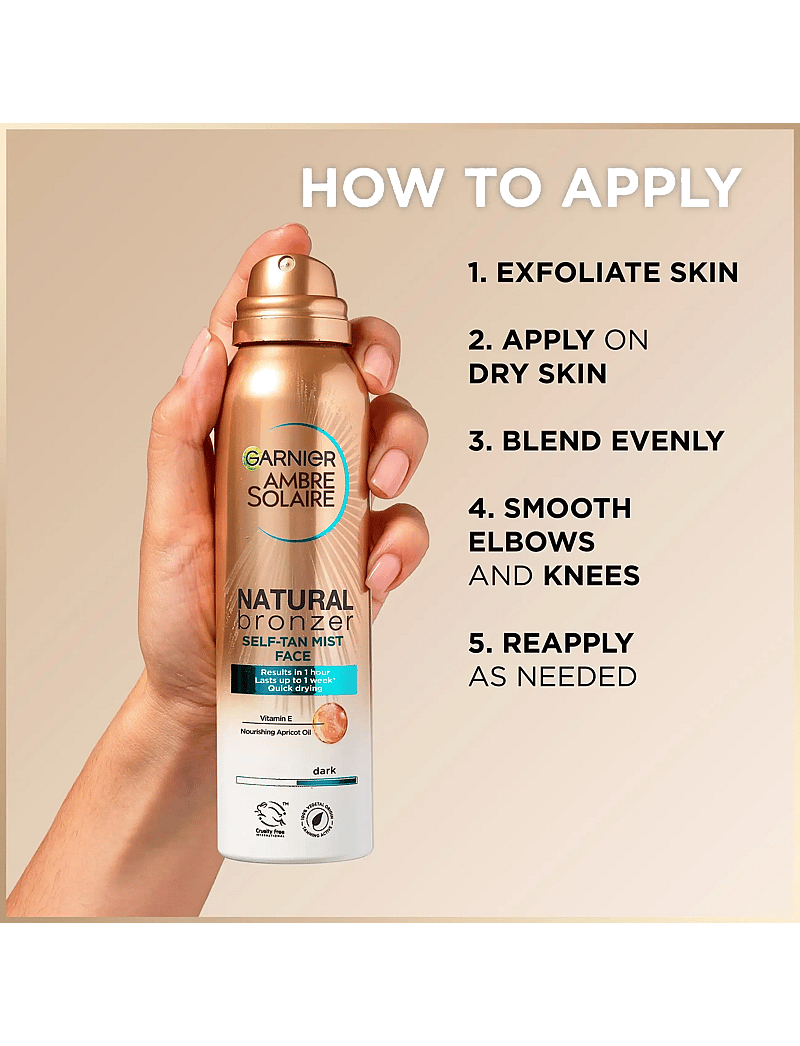 Garnier - Garnier Ambre Solaire Natural Bronzer Self-Tan Mist Face for normal skin Dark 75 ml - isepruunistavad spreid - dark - 3