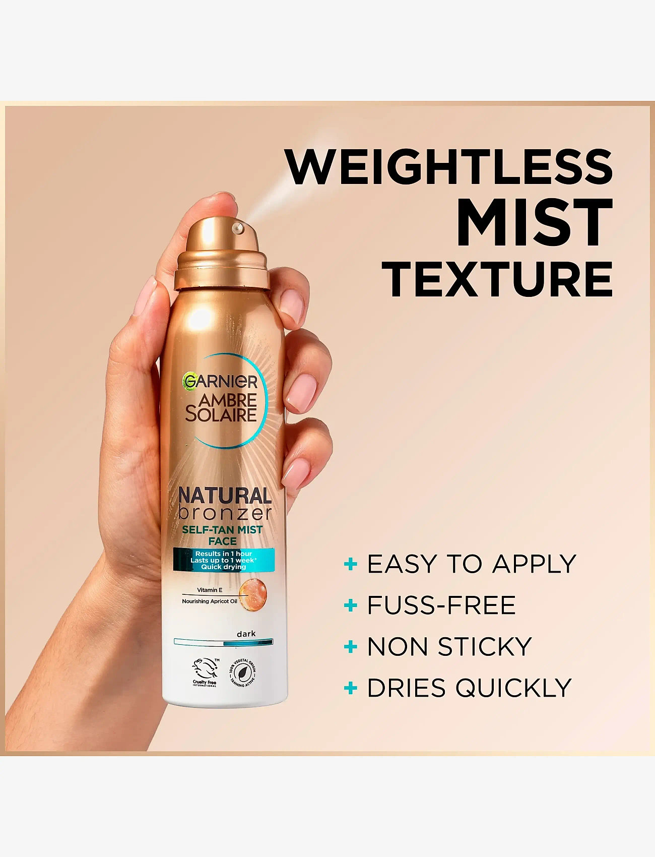 Garnier - Garnier Ambre Solaire Natural Bronzer Self-Tan Mist Face for normal skin Dark 75 ml - mist - dark - 4