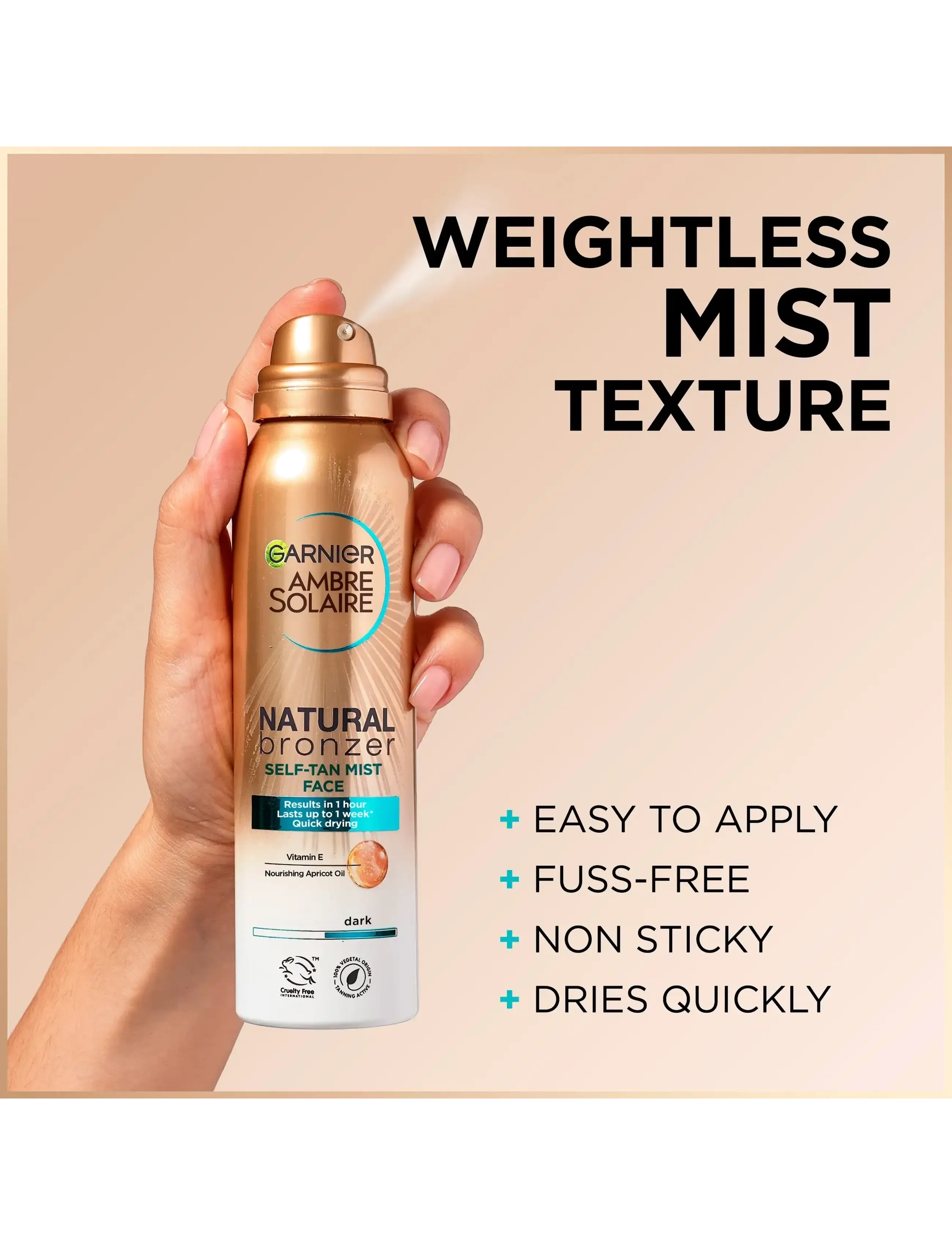 Garnier - Garnier Ambre Solaire Natural Bronzer Self-Tan Mist Face for normal skin Dark 75 ml - mist - dark - 4