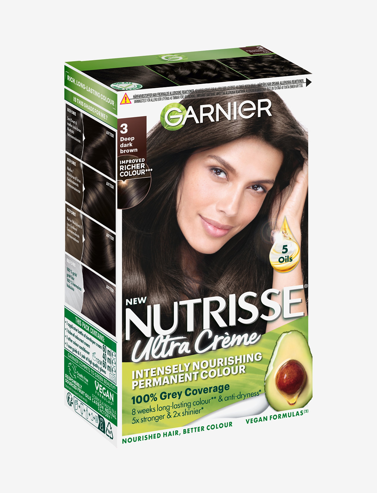 Garnier - Garnier Nutrisse Ultra Crème 3.0 Deep Dark Brown - permanent hårfärg - 3.0 deep dark brown - 1