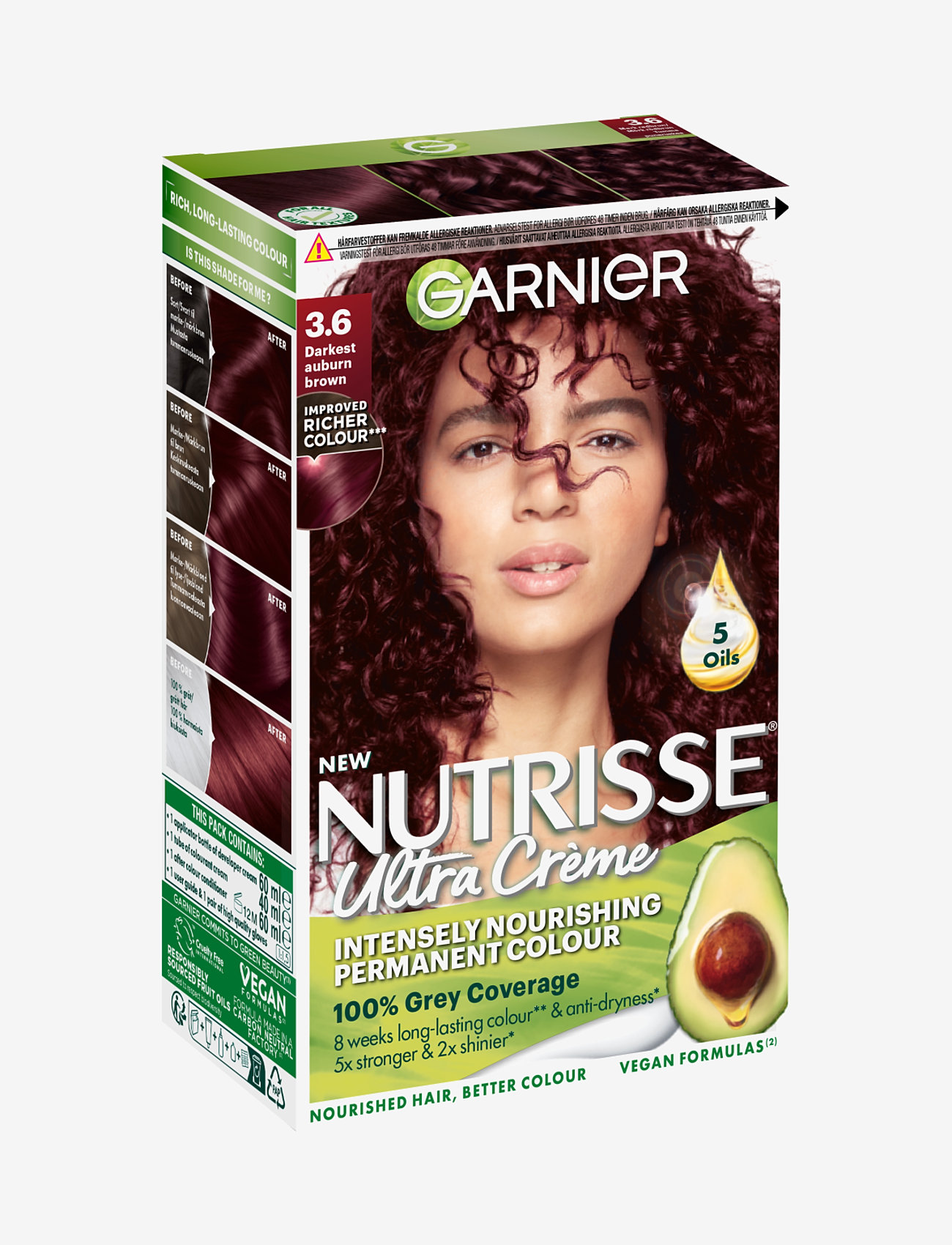 Garnier - Garnier Nutrisse Ultra Crème 3.6 Darkest Auburn Brown - laveste priser - 3.6 darkest auburn brown - 1