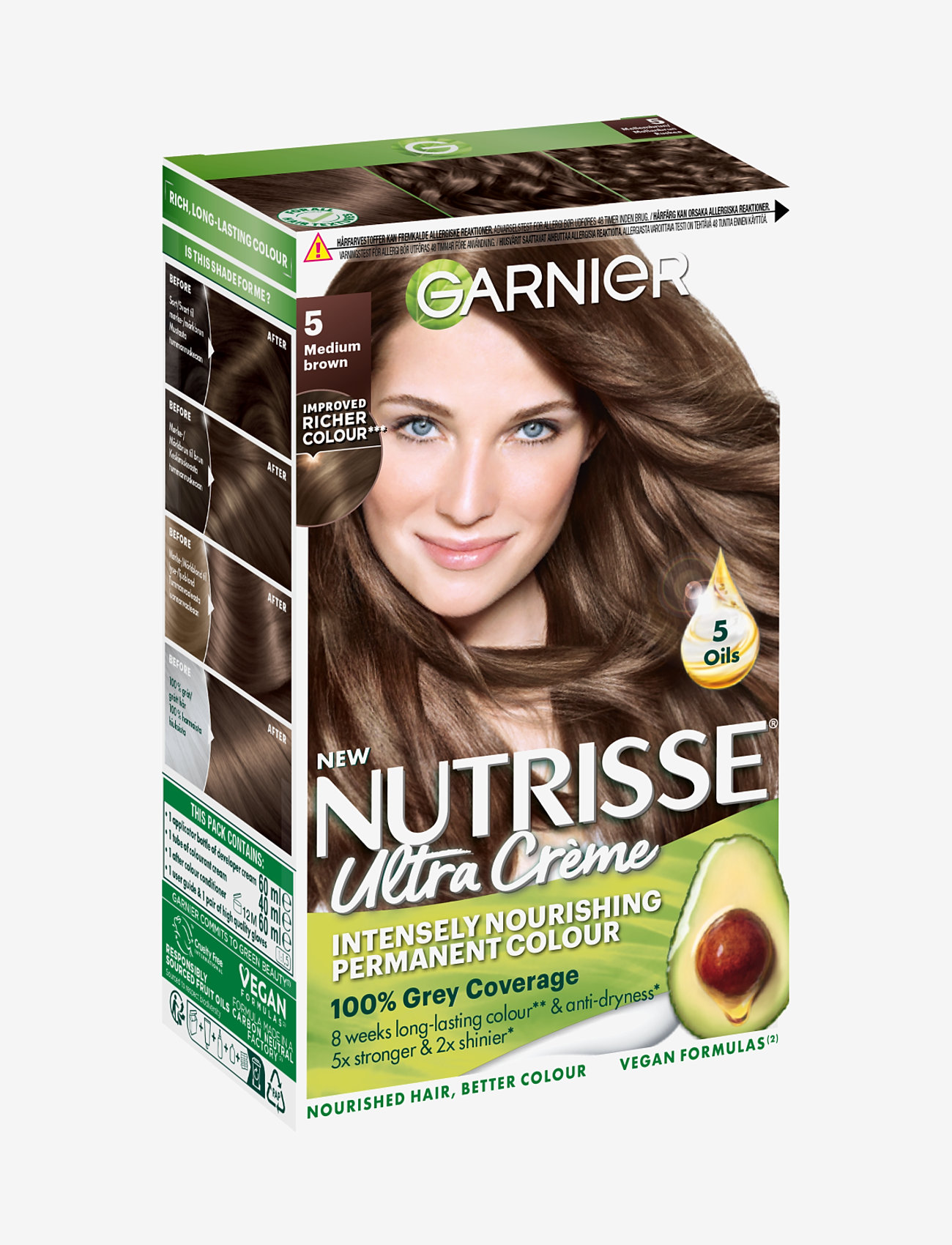 Garnier - Garnier Nutrisse Ultra Crème 5.0 Medium Brown - pysyvät hiusvärit - 5.0 medium brown - 1