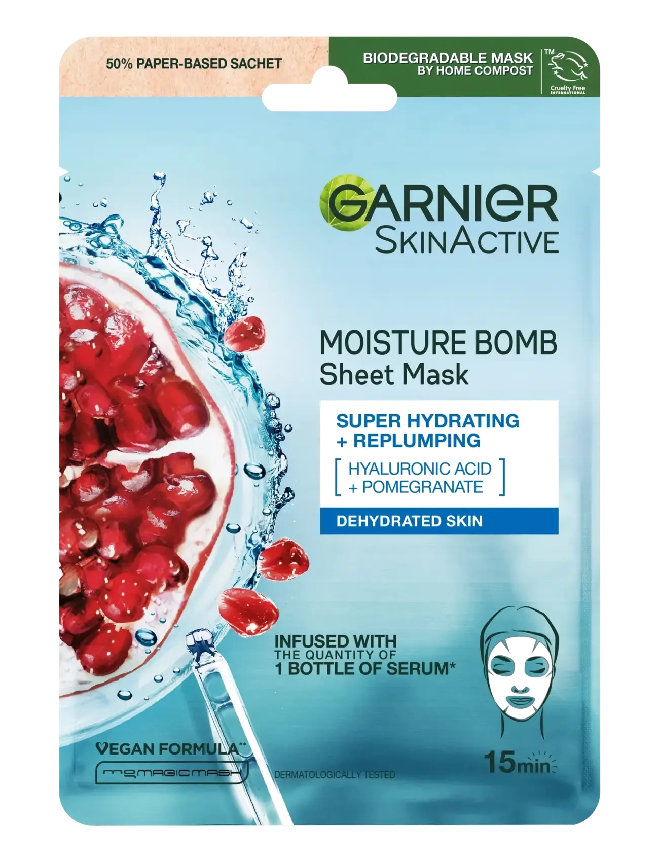 Garnier Garnier SkinActive Moisture Bomb Super Hydrating & Replumping Sheet Mask for dehydrated skin 28 g - Skönhet - CLEAR / undefined