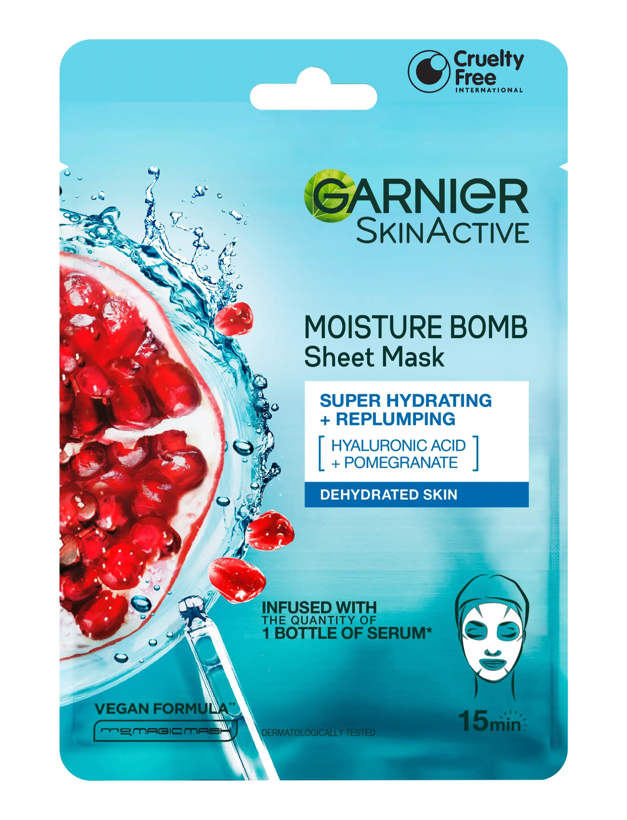 Garnier Garnier SkinActive Moisture Bomb Super Hydrating & Replumping Sheet Mask for dehydrated skin 28 g - Nahahooldus - CLEAR / undefined