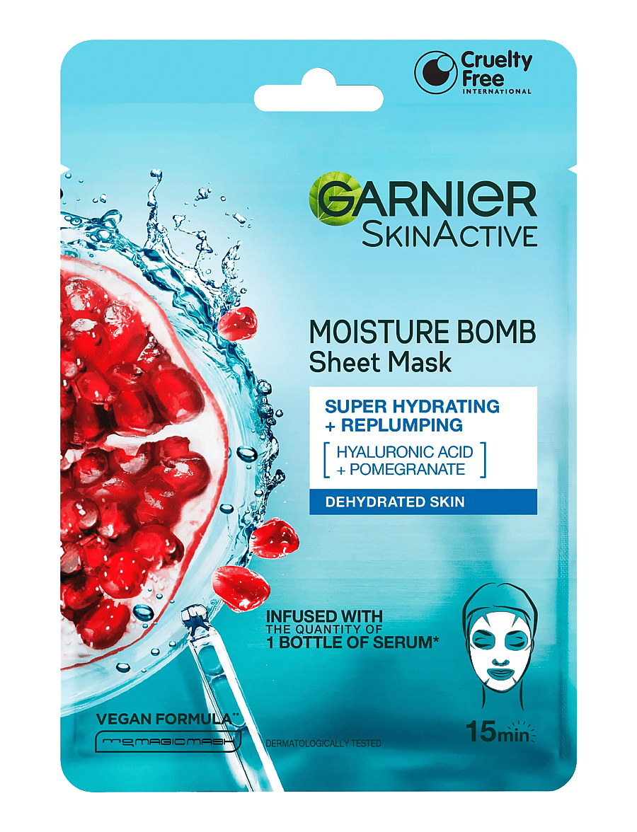 Garnier - Garnier SkinActive Moisture Bomb Super Hydrating & Replumping Sheet Mask for dehydrated skin 28 g - lehtmaskid - clear - 0