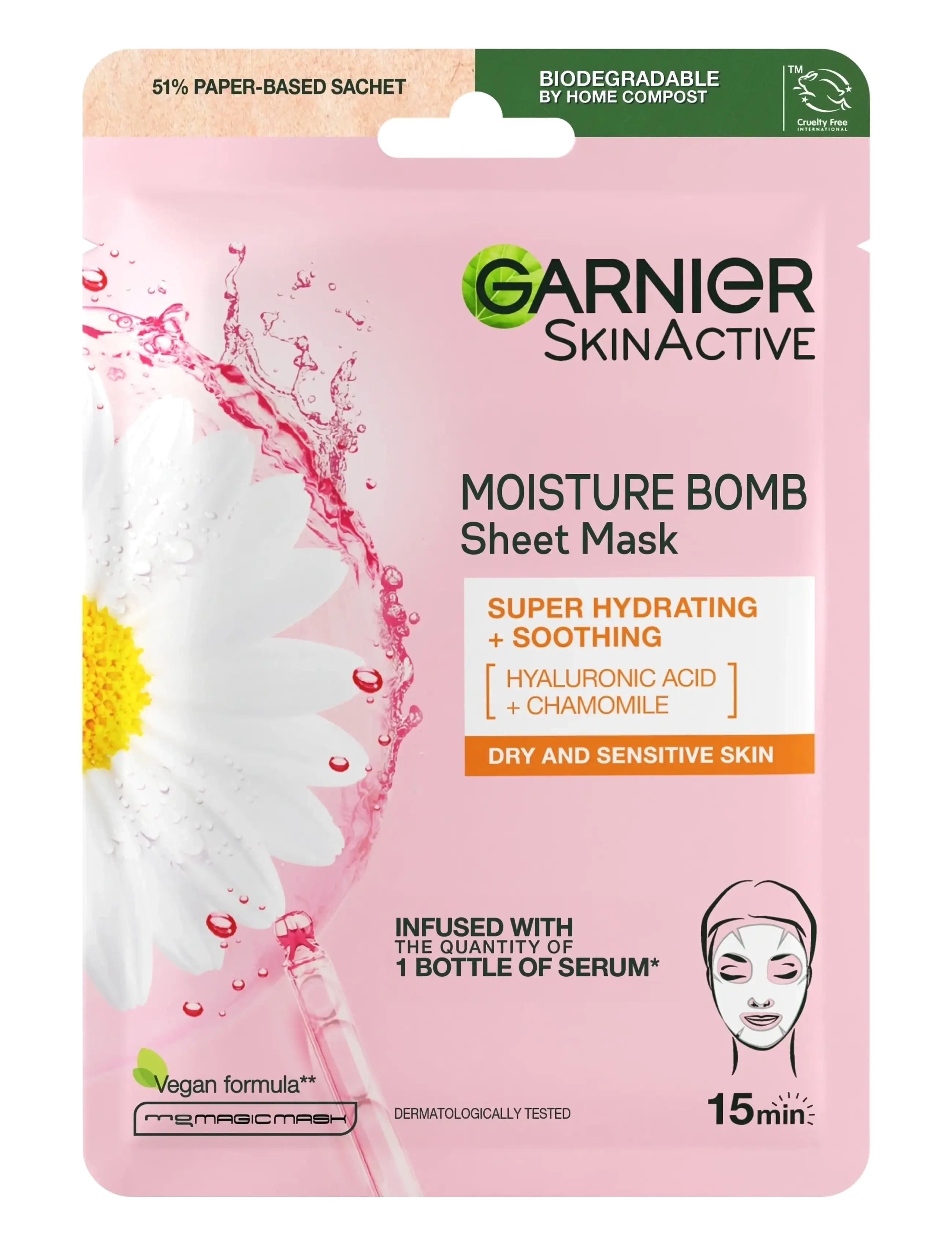 Garnier Garnier SkinActive Moisture Bomb Super Hydrating & Soothing Sheet Mask for sensitive skin 28 g - Skönhet - NO COLOUR / undefined