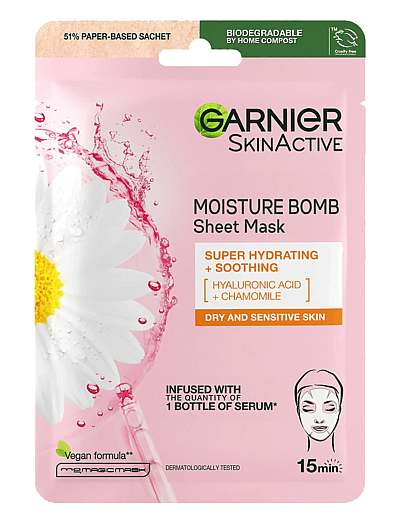 Garnier Skinactive Moisture Bomb Super Hydrating & Soothing Sheet Mask For Sensitive Skin 28 G - Sheet Maske