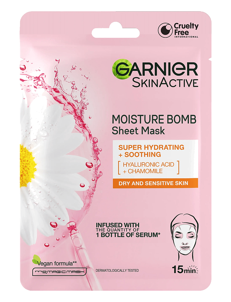 Garnier - Garnier SkinActive Moisture Bomb Super Hydrating & Soothing Sheet Mask for sensitive skin 28 g - lehtmaskid - no colour - 0