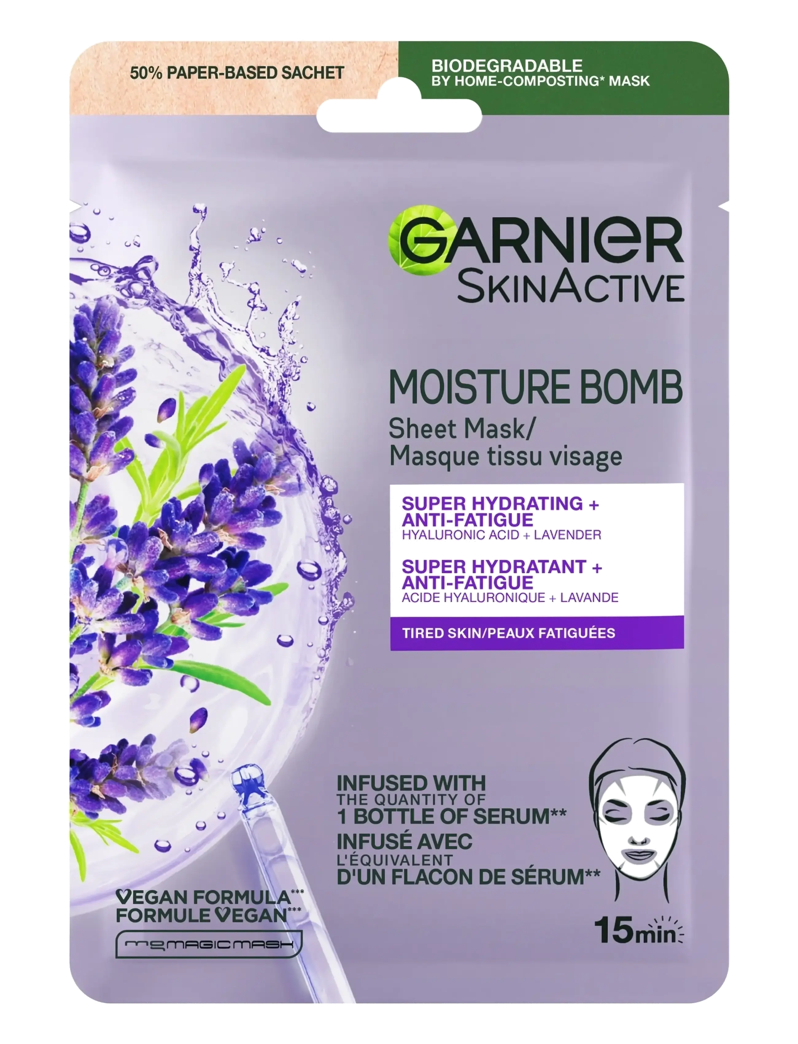 Garnier Garnier SkinActive Moisture Bomb Super Hydrating & Anti-Fatigue Sheet Mask for tired skin 28 g - Skönhet - NO COLOUR / undefined