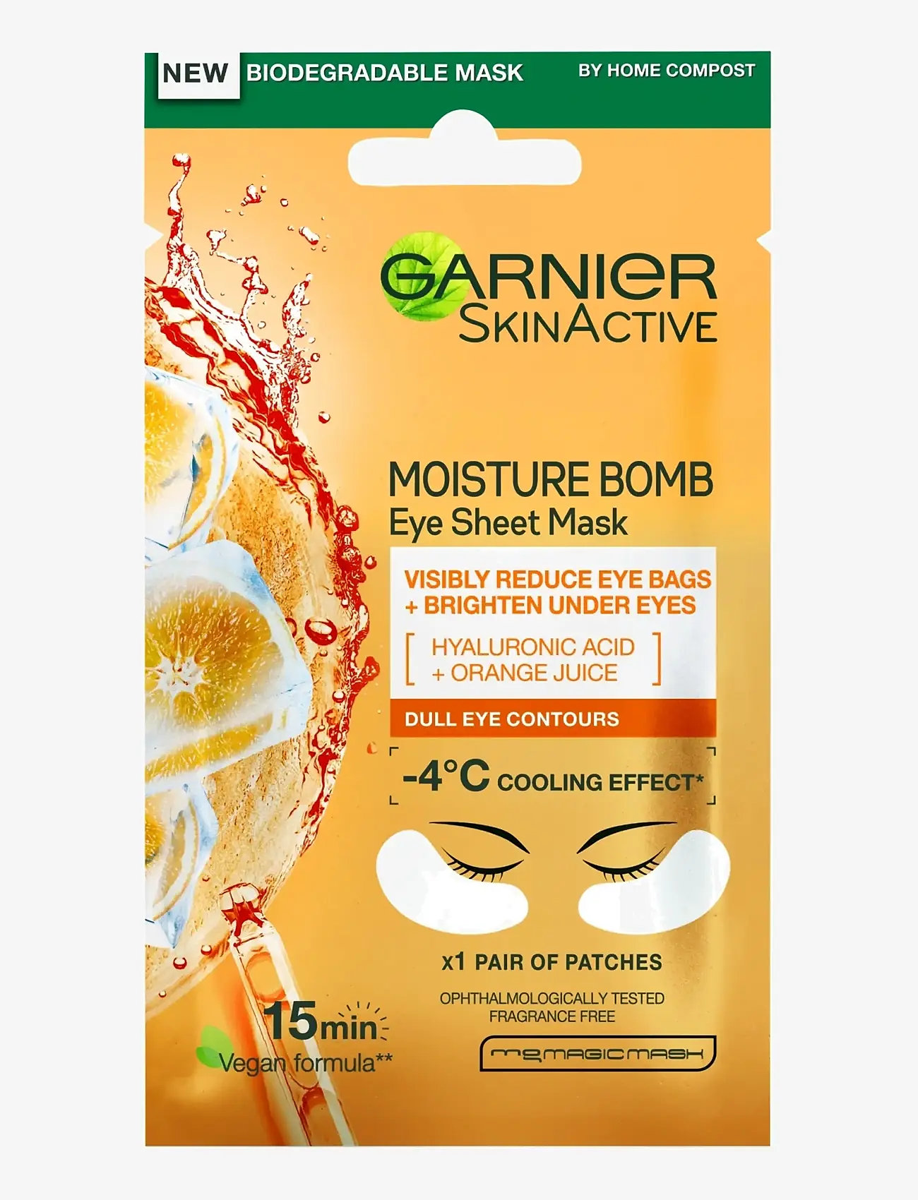 Garnier - Garnier SkinActive Moisture Bomb Hyaluronic Acid + Orange Juice Eye Sheet Mask 6 g - sheet masks - no colour - 0