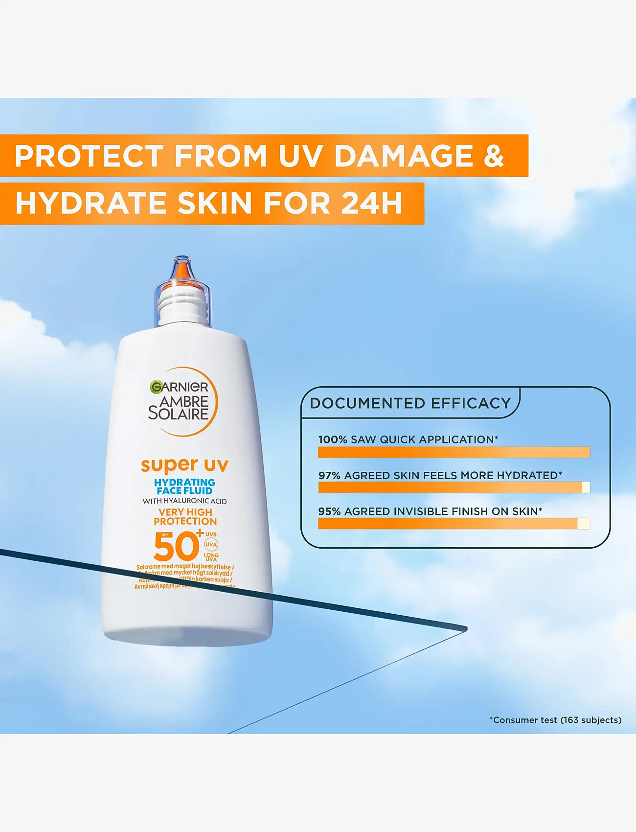 Garnier - Garnier Ambre Solaire Super UV Hyaluronic Acid Hydrating Fluid SPF50+ for normal skin 40 ml - for face - no colour - 2
