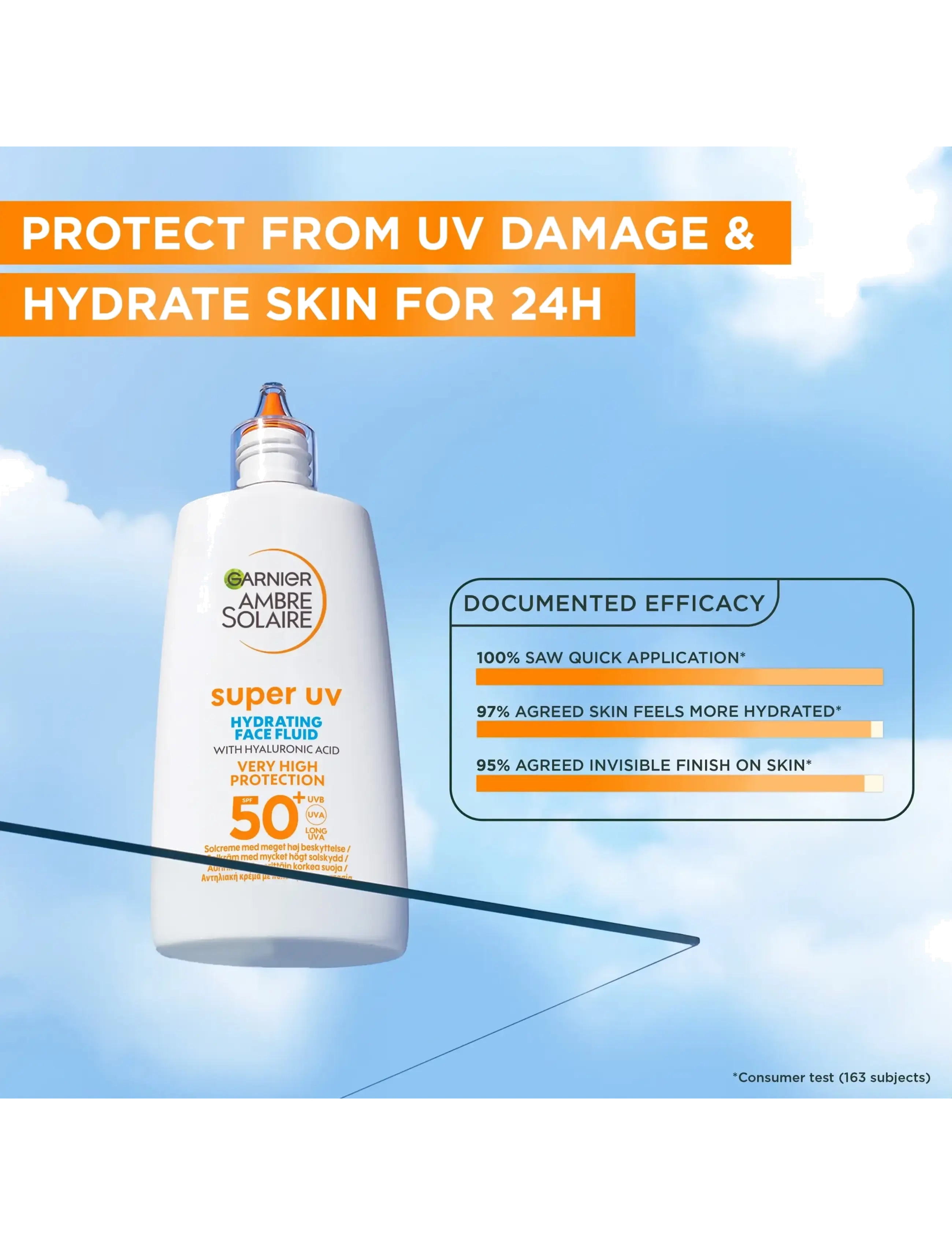 Garnier - Garnier Ambre Solaire Super UV Hyaluronic Acid Hydrating Fluid SPF50+ for normal skin 40 ml - til ansigtet - no colour - 2