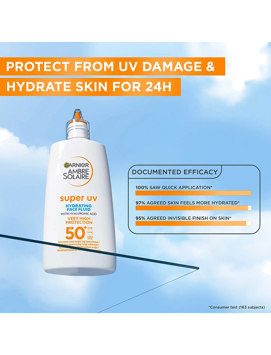 Garnier - Garnier Ambre Solaire Super UV Hyaluronic Acid Hydrating Fluid SPF50+ for normal skin 40 ml - til ansigtet - no colour - 2