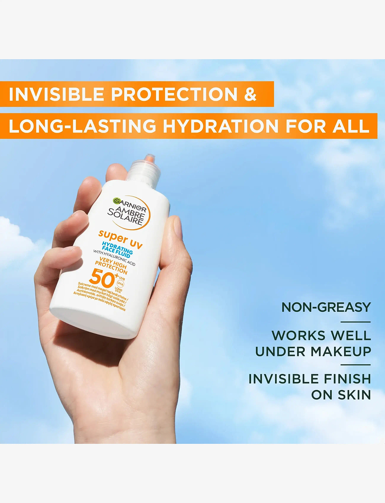 Garnier - Garnier Ambre Solaire Super UV Hyaluronic Acid Hydrating Fluid SPF50+ for normal skin 40 ml - for face - no colour - 5