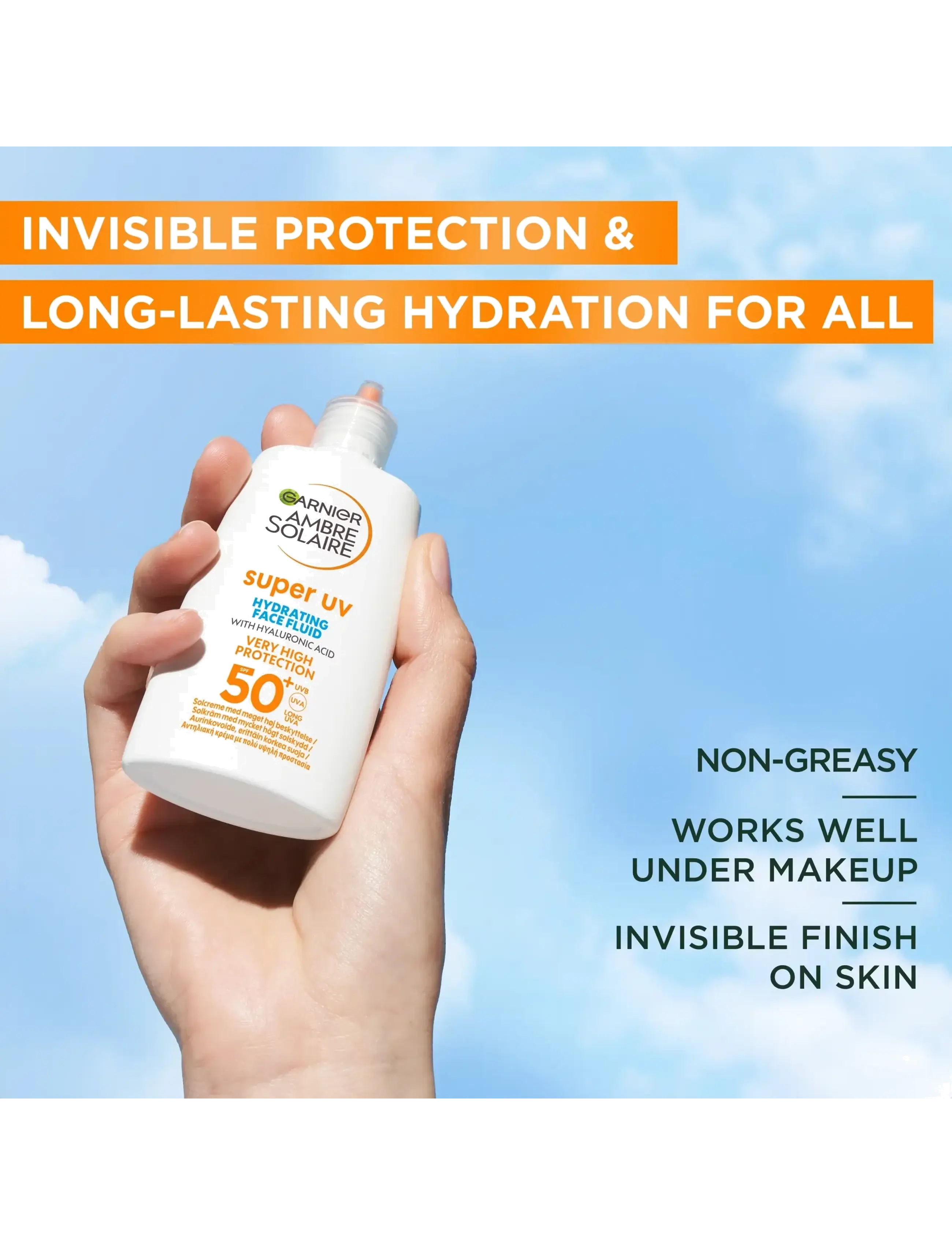 Garnier - Garnier Ambre Solaire Super UV Hyaluronic Acid Hydrating Fluid SPF50+ for normal skin 40 ml - til ansigtet - no colour - 5