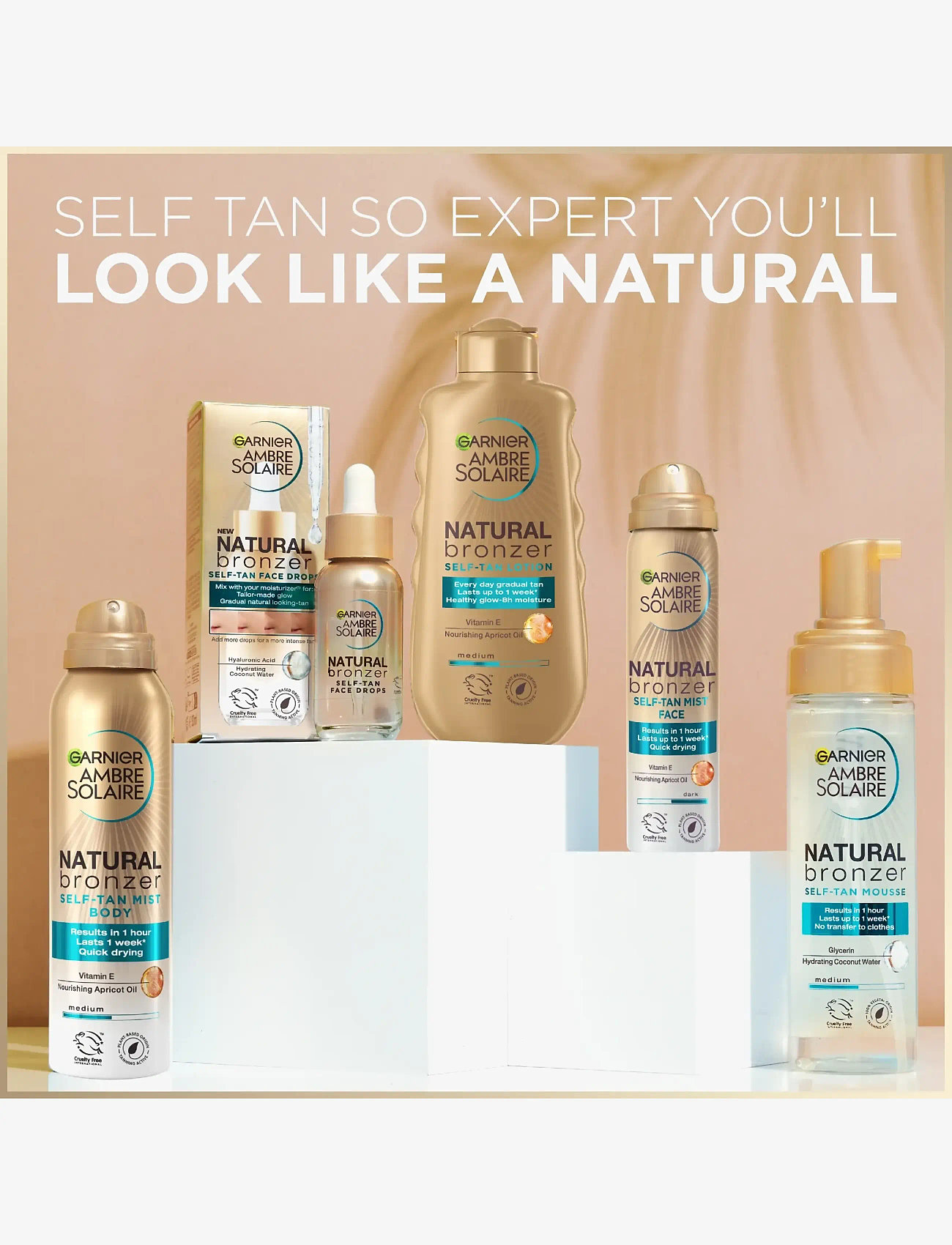 Garnier - Garnier Ambre Solaire Natural Bronzer Self-Tan Mousse for normal skin Medium 200 ml - froða - medium - 1