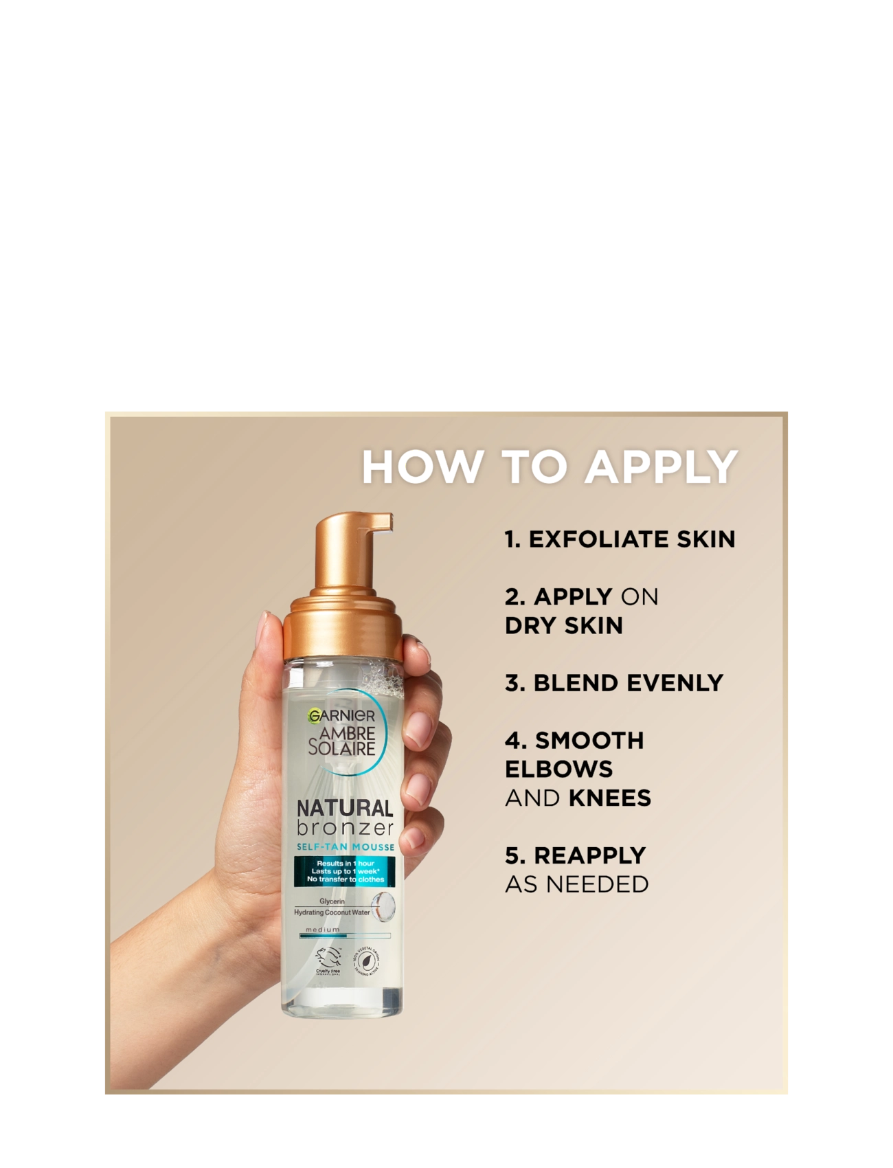 Garnier - Garnier Ambre Solaire Natural Bronzer Self-Tan Mousse for normal skin Medium 200 ml - mousse - medium - 4