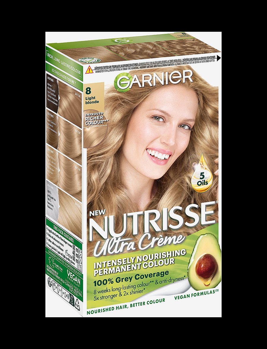 Garnier - Garnier Nutrisse Ultra Crème 8.0 Light Blonde - varanlegir hárlitir - 8.0 light blonde - 1