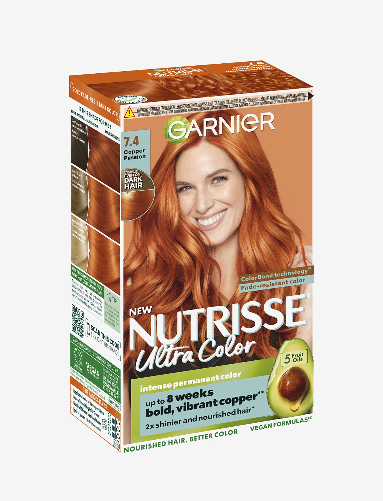 Garnier - Garnier, Nutrisse, Ultra Color, 7.40 Intens Kobber - permanent hårfarve - 7.40 intens kobber - 1
