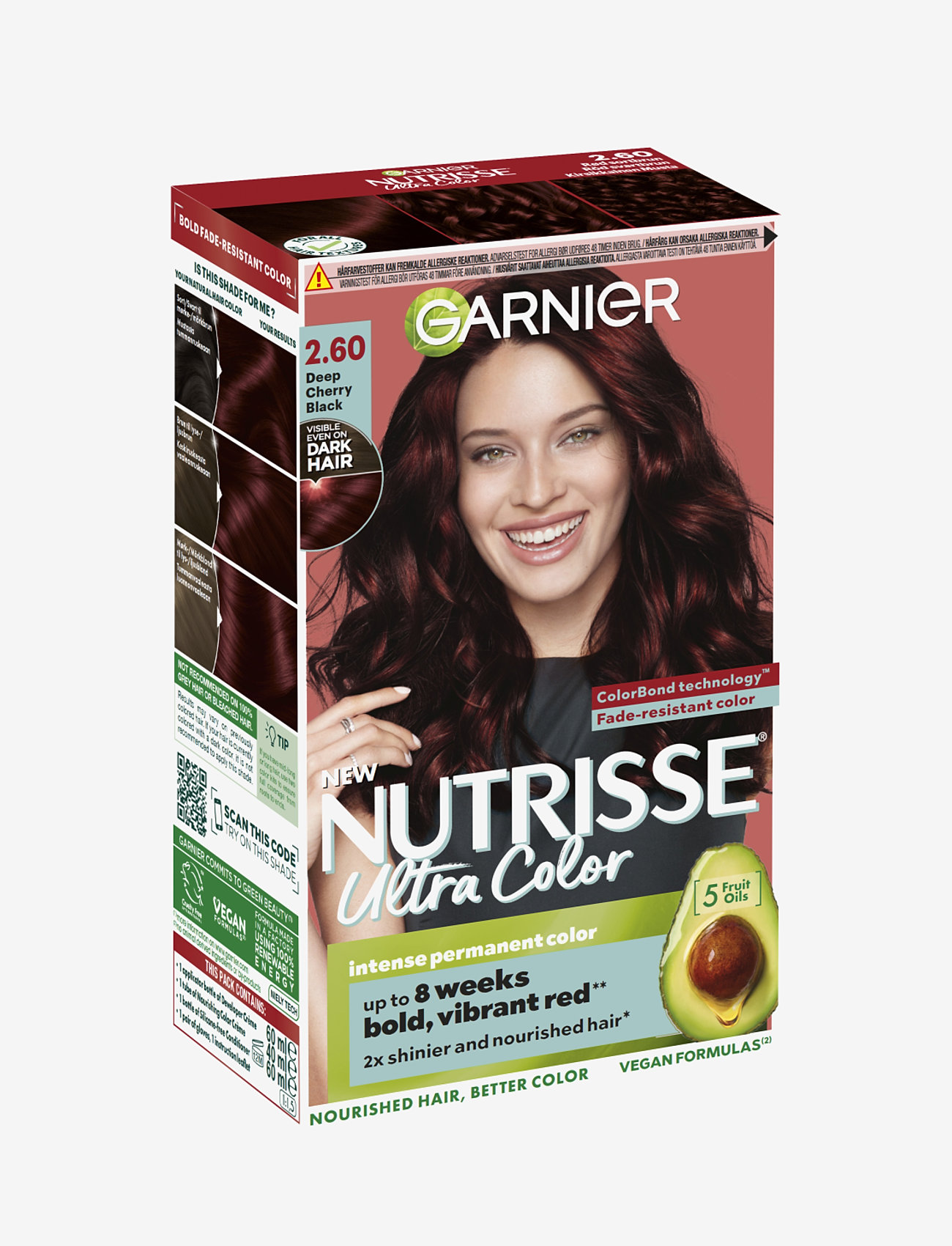Garnier - Garnier, Nutrisse, Ultra Color, 2.60 Deep Cherry Black - permanent hårfarve - 2.60 deep cherry black - 1