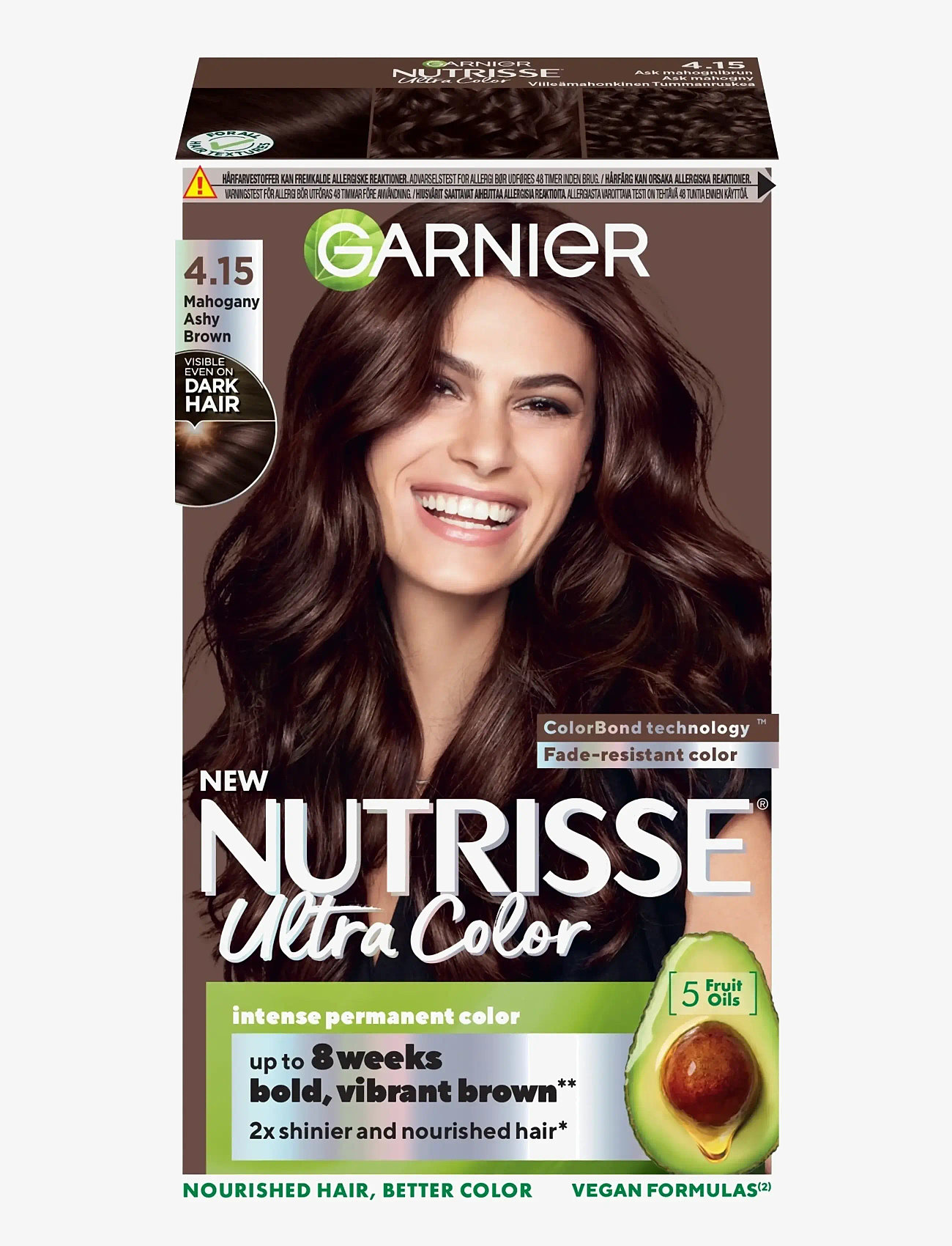Garnier - Garnier Nutrisse Ultra Color 4.15 Mahogany Ashy Brown - permanent hårfärg - clear - 0