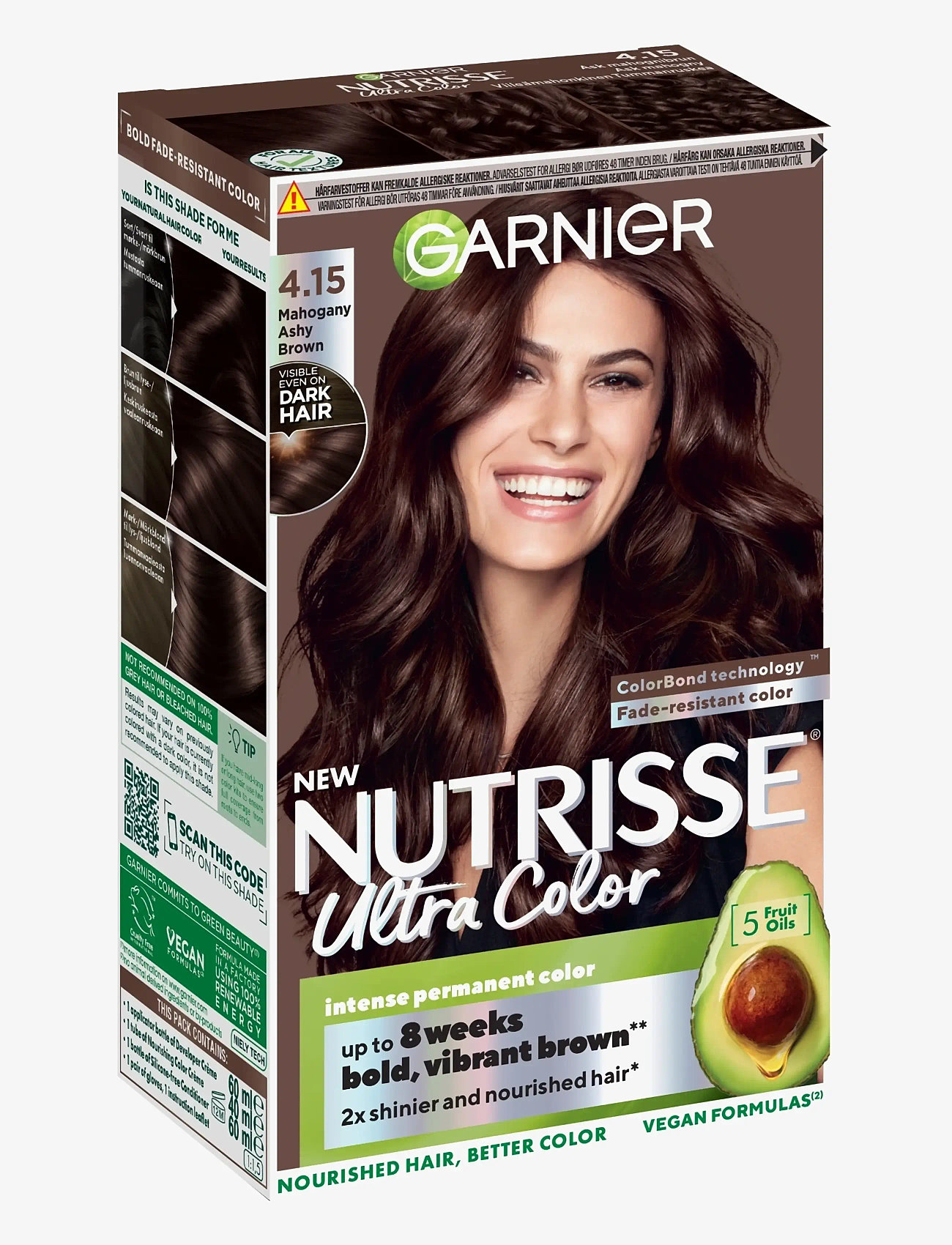 Garnier - Garnier Nutrisse Ultra Color 4.15 Mahogany Ashy Brown - permanent hårfärg - clear - 1