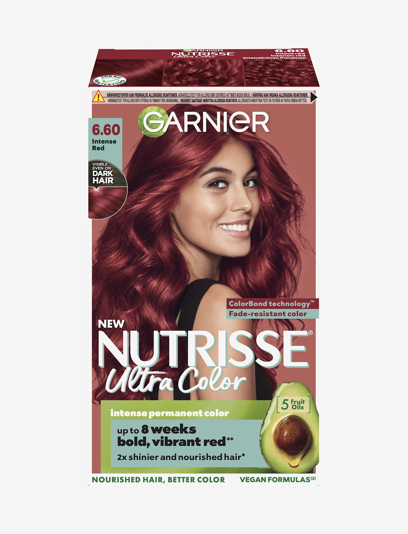 Garnier - Garnier, Nutrisse, Ultra Color, 6.60 Intense Red - permanent hårfarve - 6.60 intense red - 0