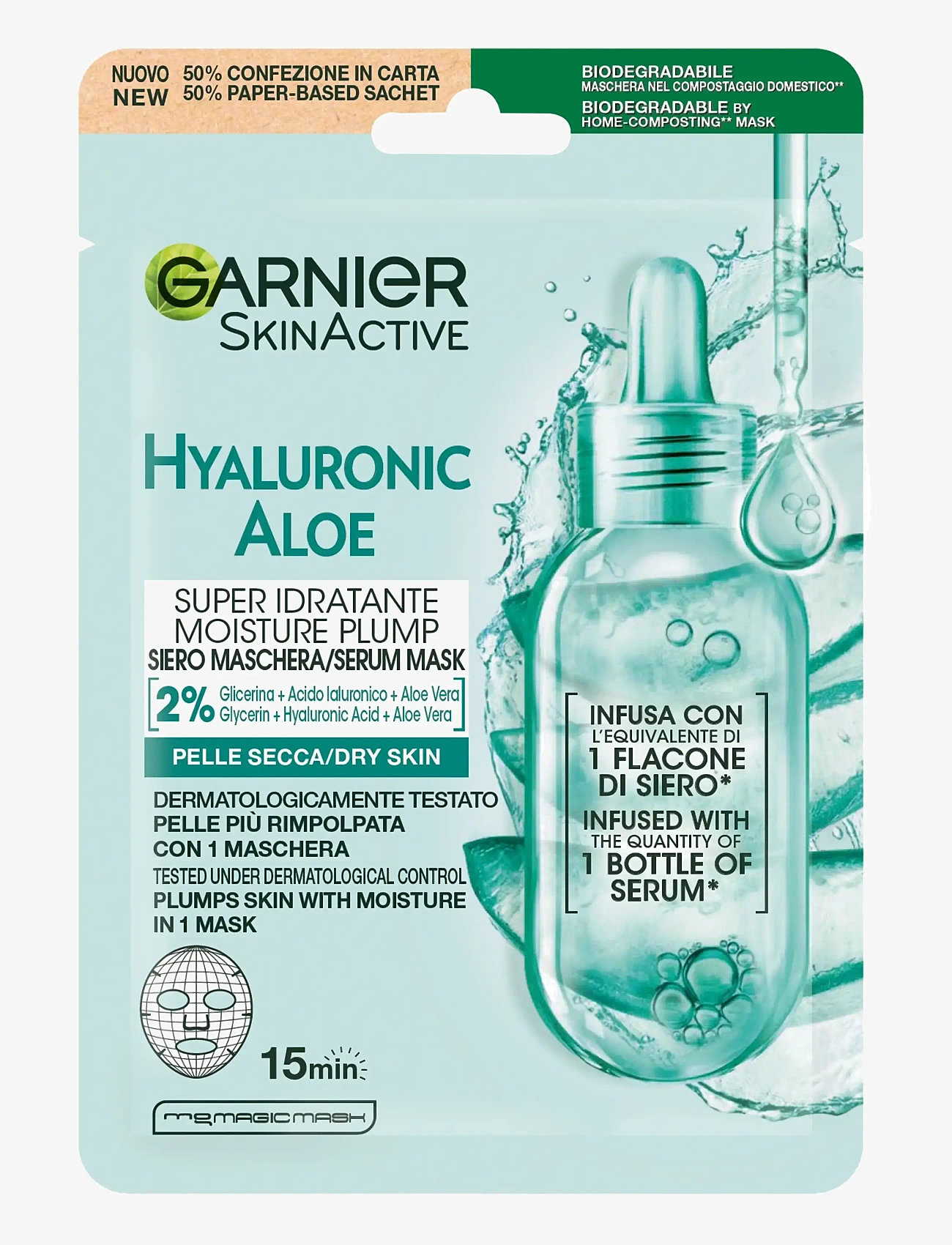 Garnier - Garnier Hyaluronic Aloe Super Idratante Moisture Plump Sheet Mask for dry skin 28 g - lehtmaskid - no colour - 0