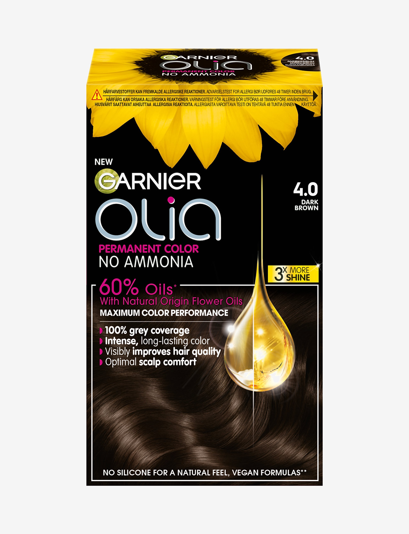 Garnier - Garnier Olia 4.0 Dark Brown - permanent hårfarve - dark brown - 0