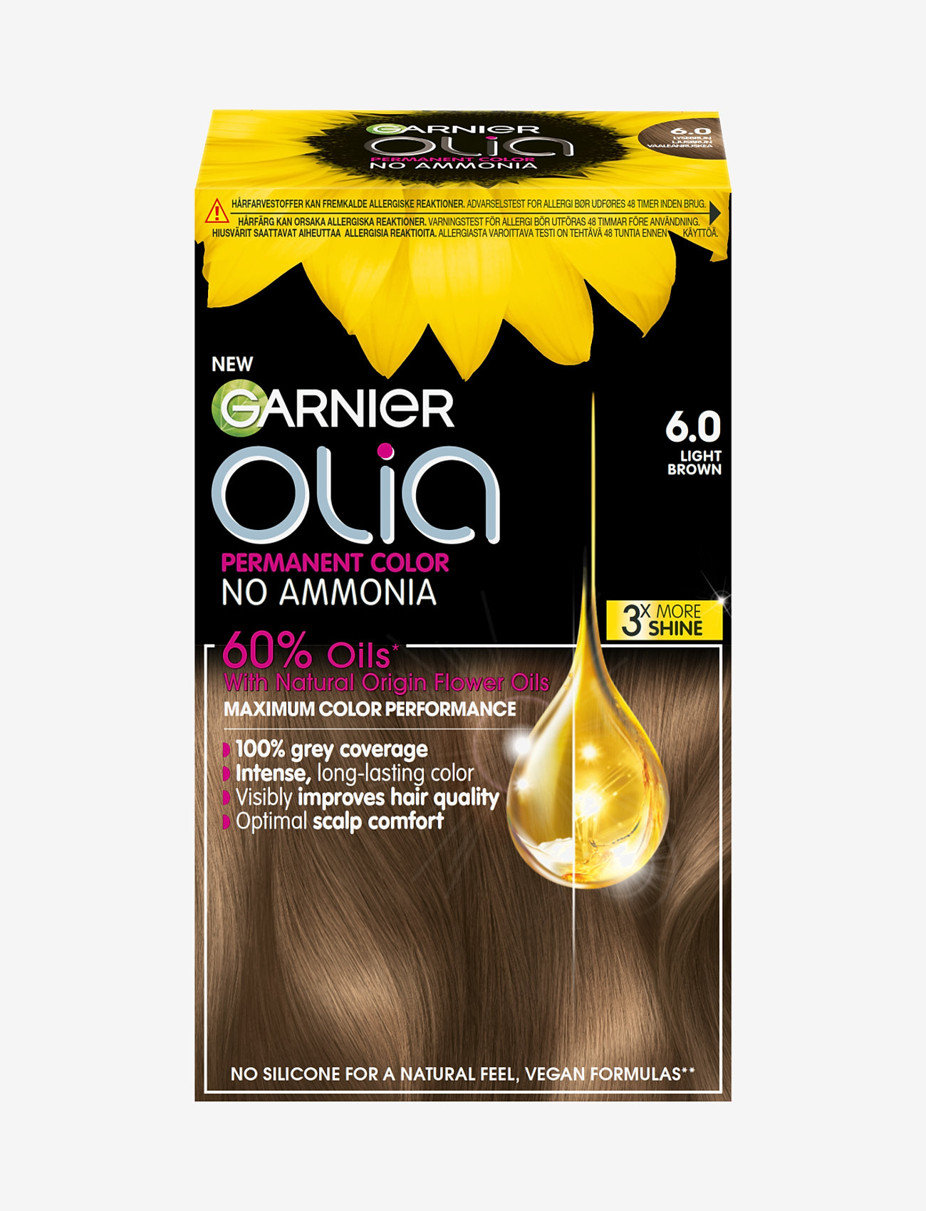 Garnier - Garnier Olia 6.0 Golden Light Brown - permanent hårfarve - light brown - 0