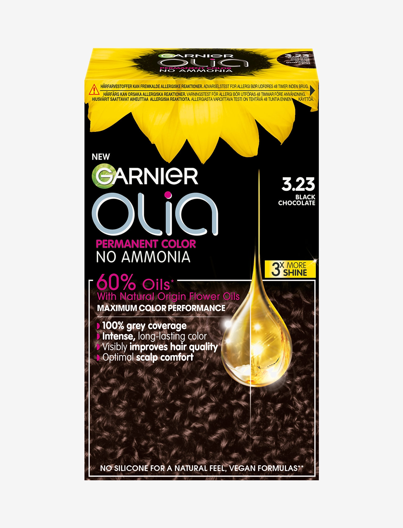 Garnier - Garnier Olia 3.23 Black Chocolate - permanent hårfärg - black chocolate - 0