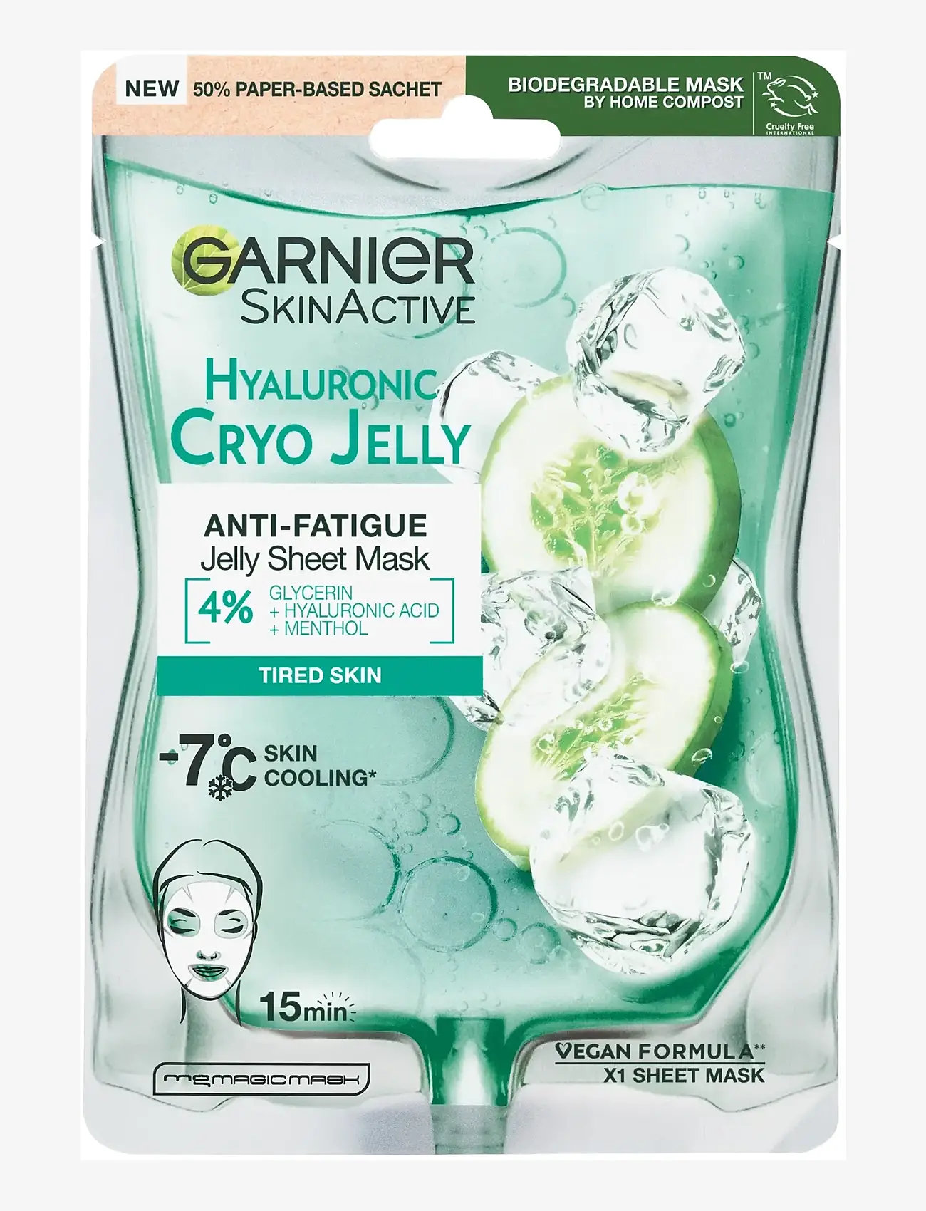 Garnier - Garnier SkinActive Hyaluronic Cryo Jelly Face Sheet Mask for tired skin 27 g - sheet masks - clear - 0