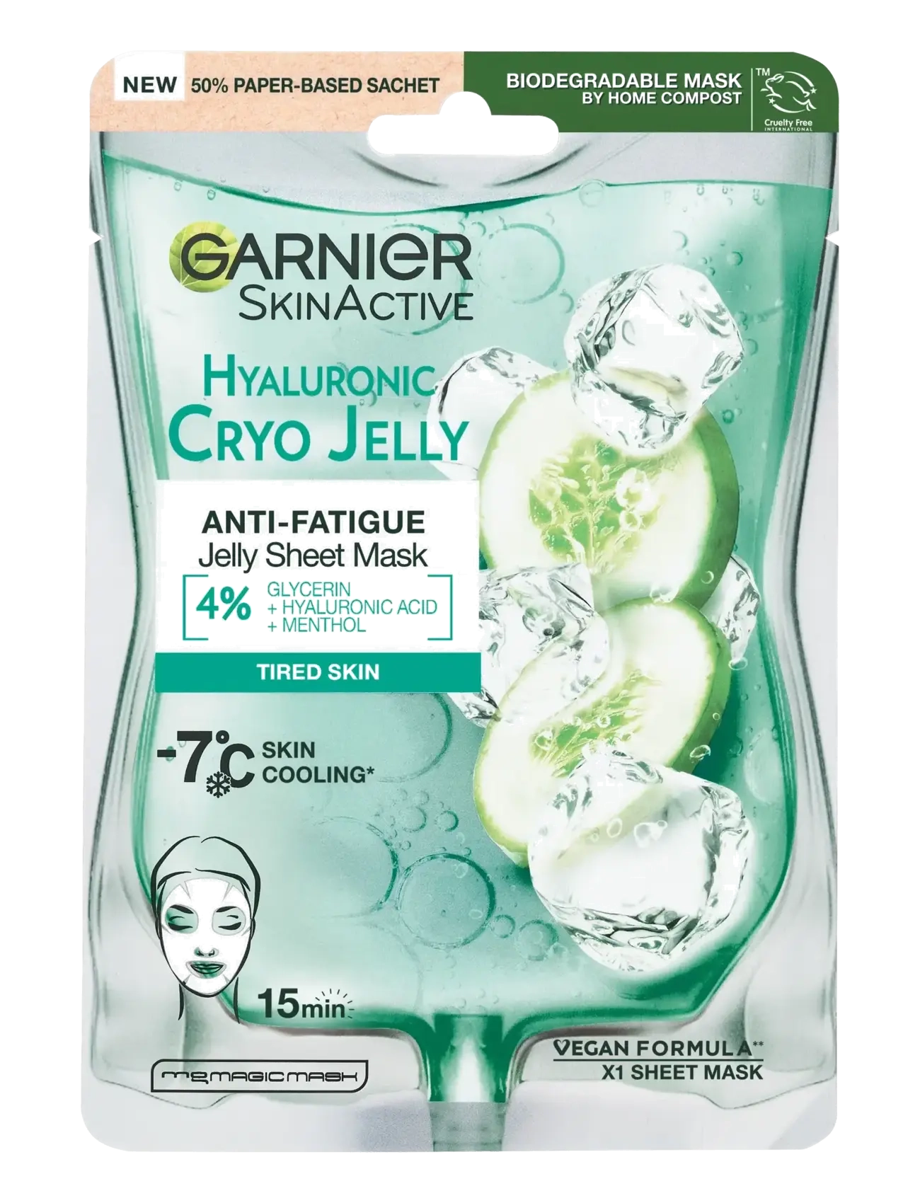 Garnier Garnier SkinActive Hyaluronic Cryo Jelly Face Sheet Mask for tired skin 27 g - Skönhet - CLEAR / undefined