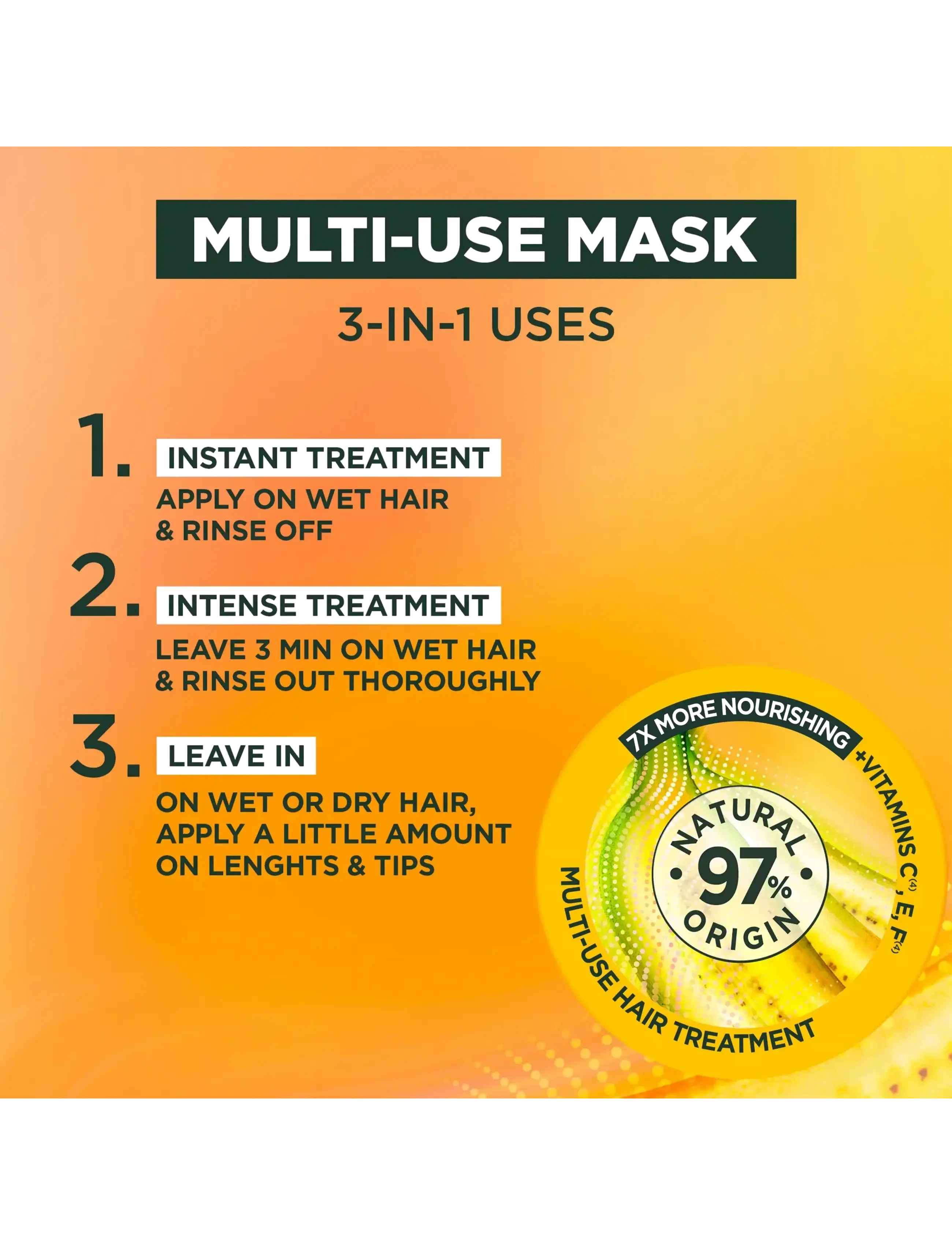 Garnier - Garnier Fructis Hair Food Banana Hair Mask for dry hair 400 ml - hårmasker - clear - 2