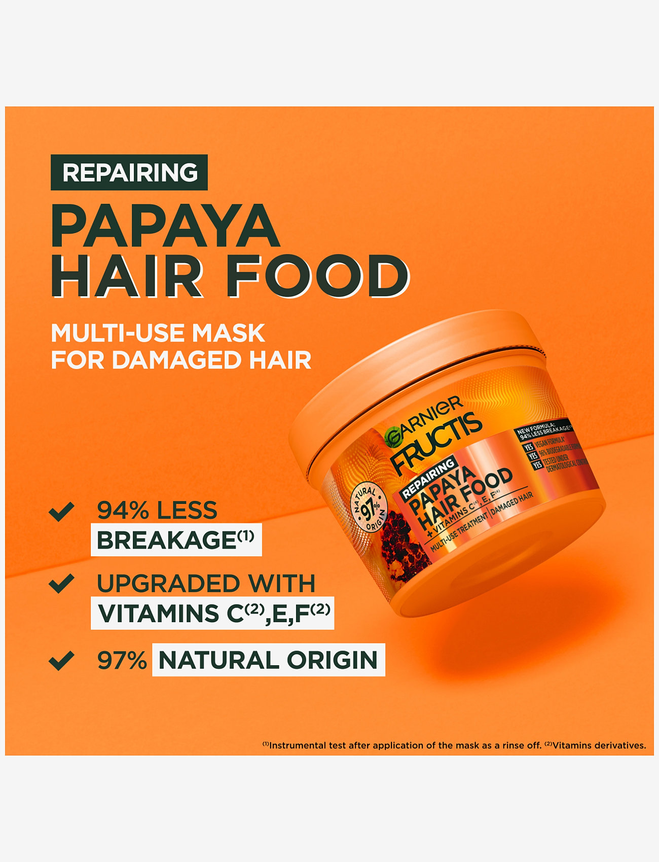 Garnier - Garnier, Fructis, Hair Food, Papaya, Repairing hair mask for damaged hair, 400 ml - hårmasker - clear - 1