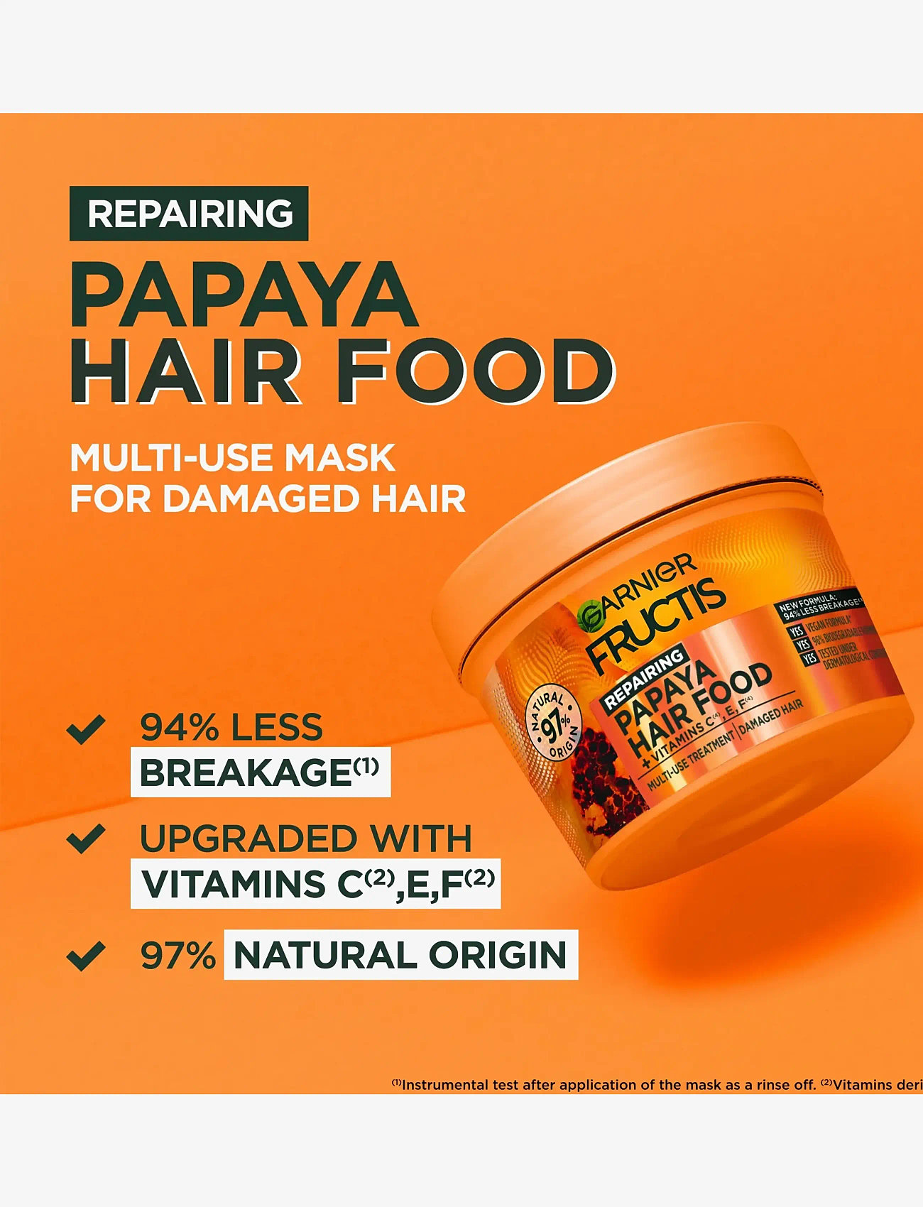 Garnier - Garnier Fructis Hair Food Papaya Hair Mask for damaged hair 400 ml - hårmasker - clear - 1
