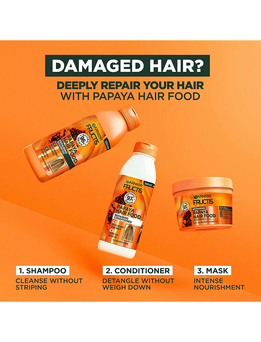 Garnier - Garnier Fructis Hair Food Papaya Hair Mask for damaged hair 400 ml - juuksemaskid - clear - 4
