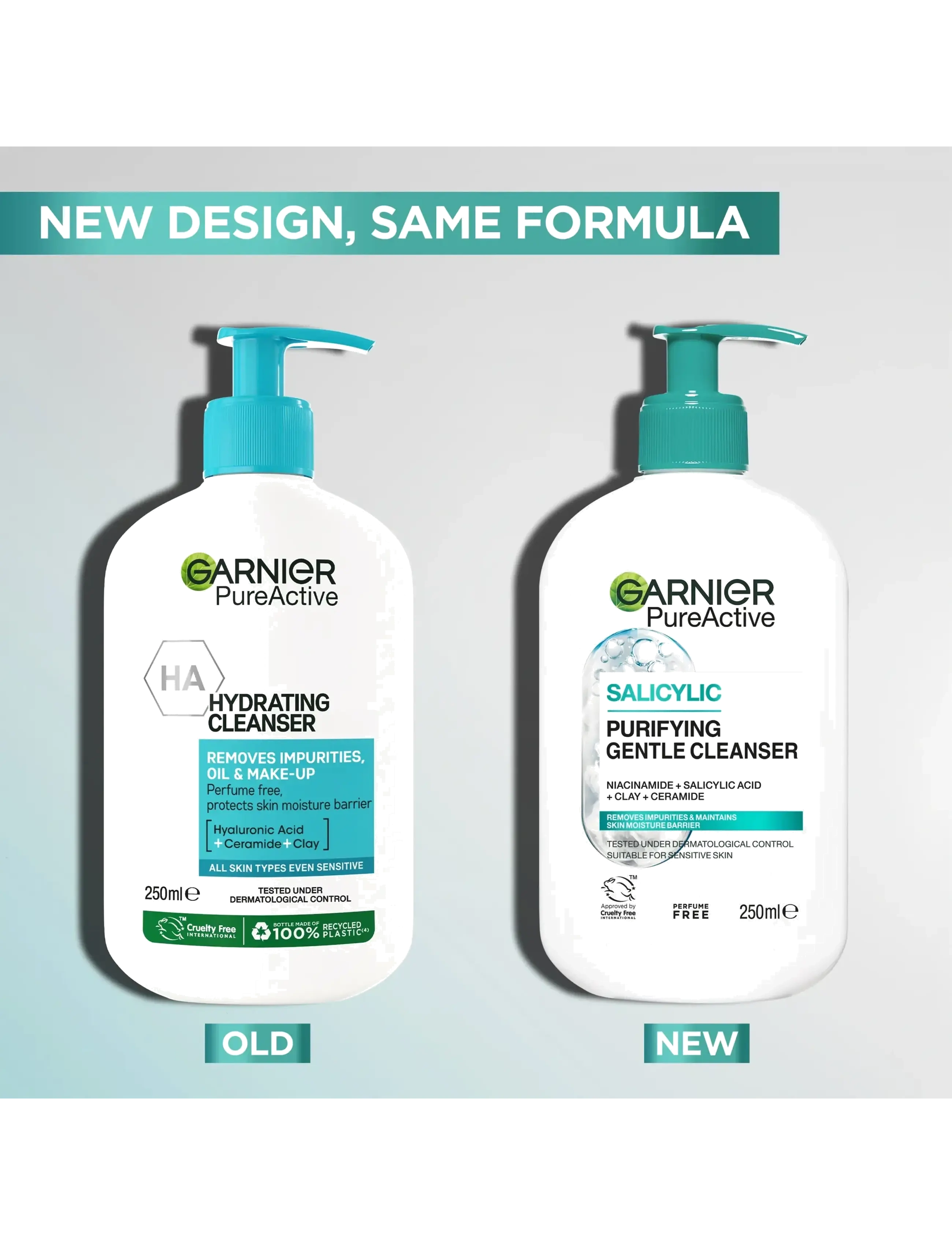 Garnier - Garnier PureActive Salicylic Purifying Gentle Cleanser for impure skin 250 ml - ansigtsrens - clear - 1