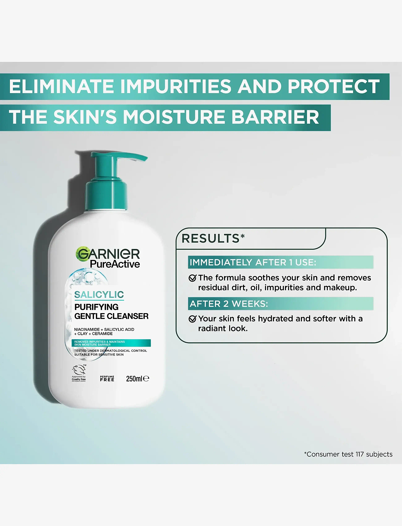 Garnier - Garnier PureActive Salicylic Purifying Gentle Cleanser for impure skin 250 ml - rensegels - clear - 2