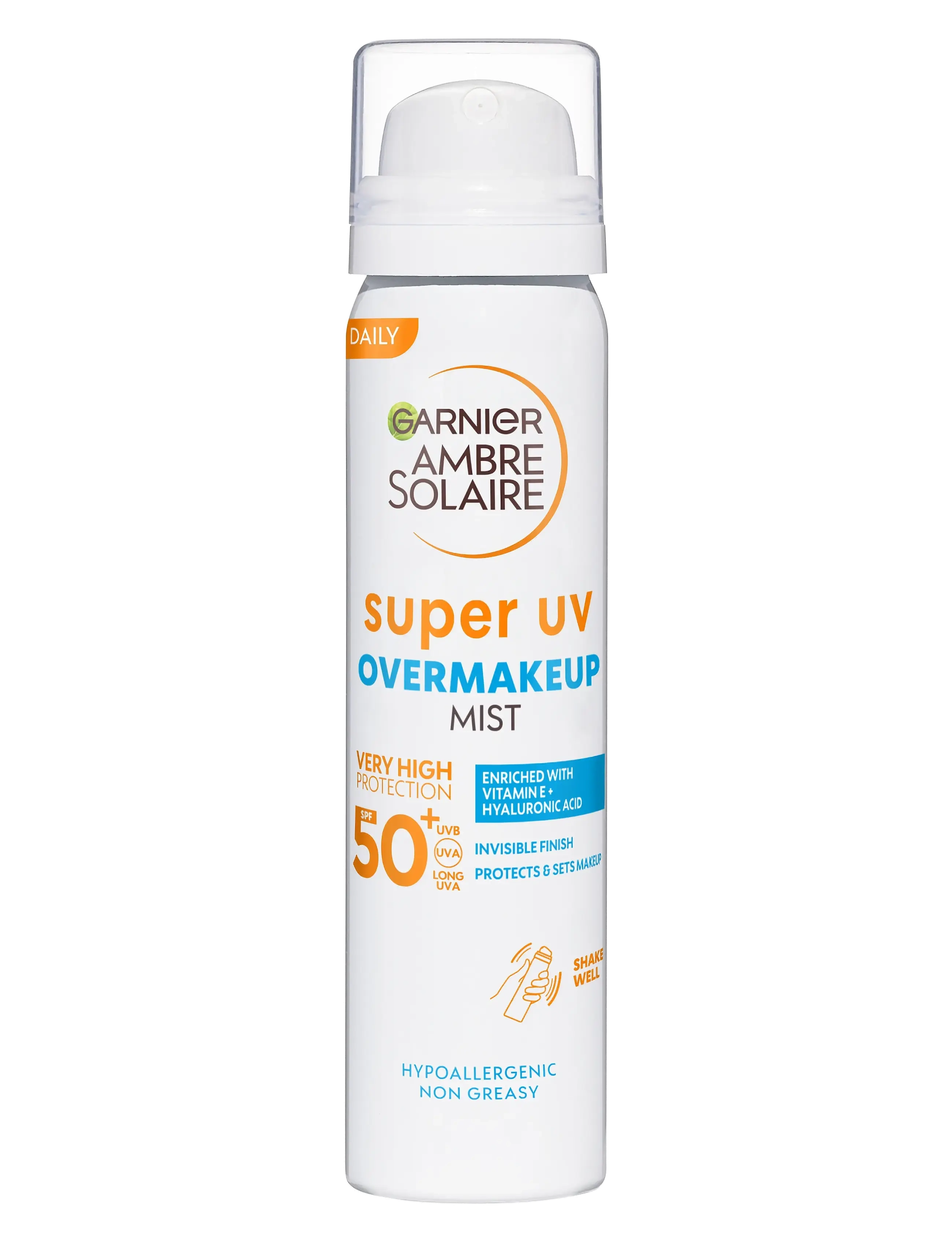 Garnier Garnier Ambre Solaire Super UV Over Makeup Protection Mist with Hyaluronic Acid SPF50+ 75 ml - Skönhet - CLEAR / undefined