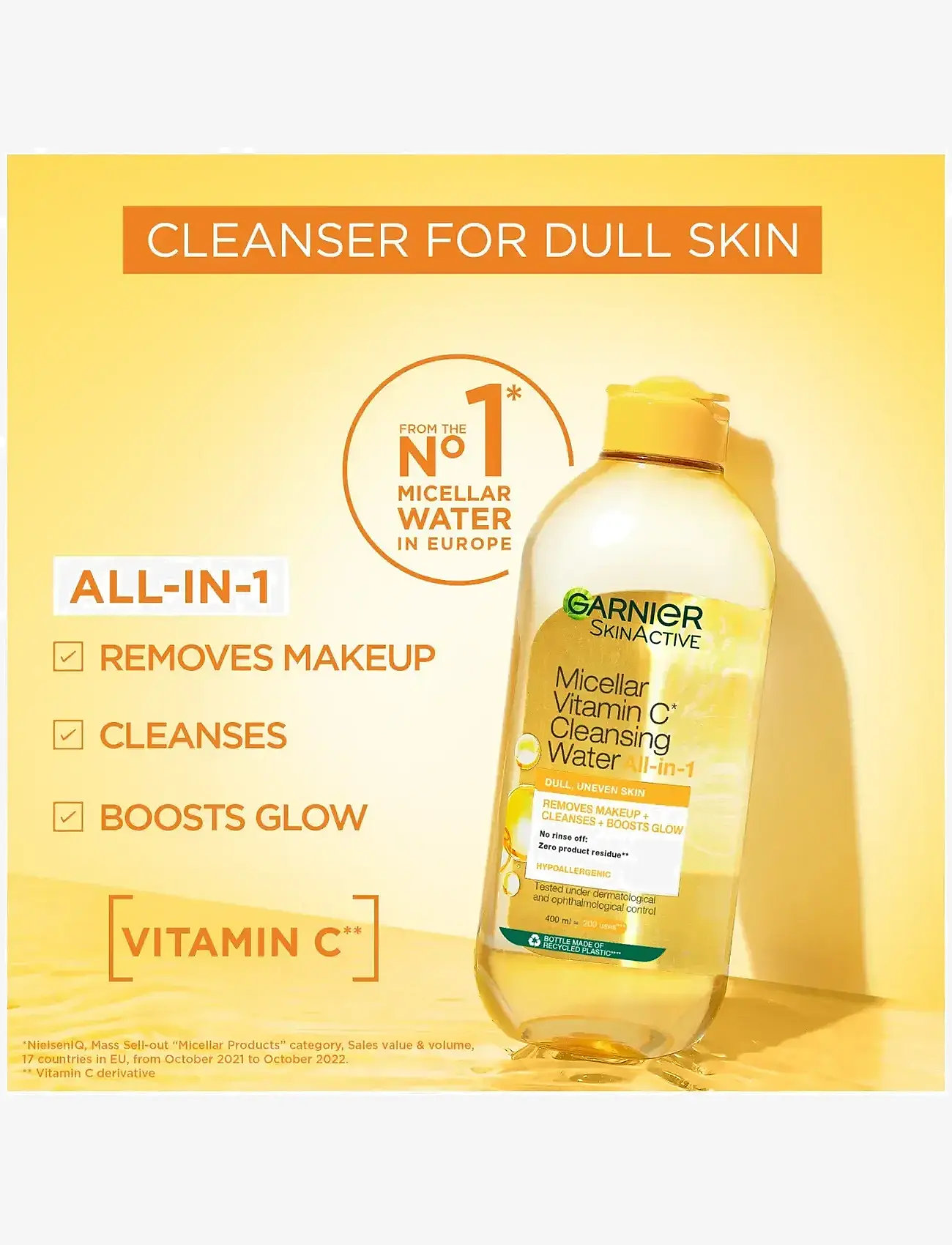 Garnier - Garnier Vitamin C Cleansing Water - MAXI FORMAT - Återfuktande ansiktsvatten - clear - 1