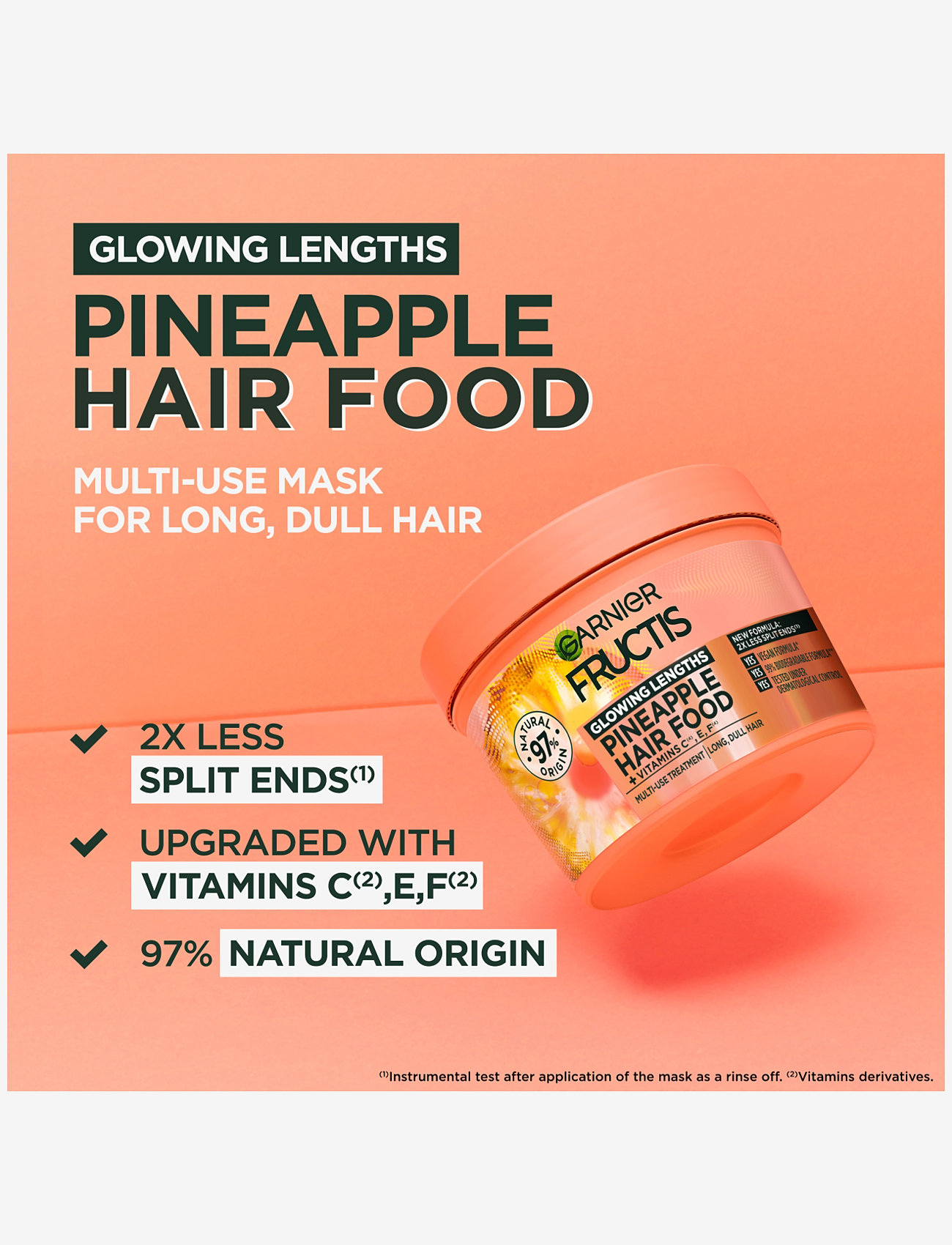 Garnier - Garnier Fructis Hair Food Pineapple Glowing Lengths 400 ml - hårmasker - clear - 1