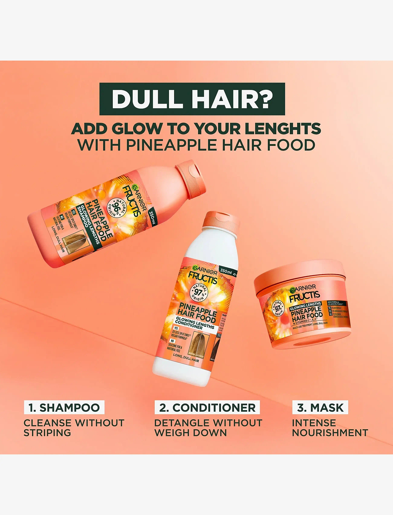 Garnier - Garnier Fructis Hair Food Pineapple Hair Mask for dull hair 400 ml - hármaskar - clear - 1