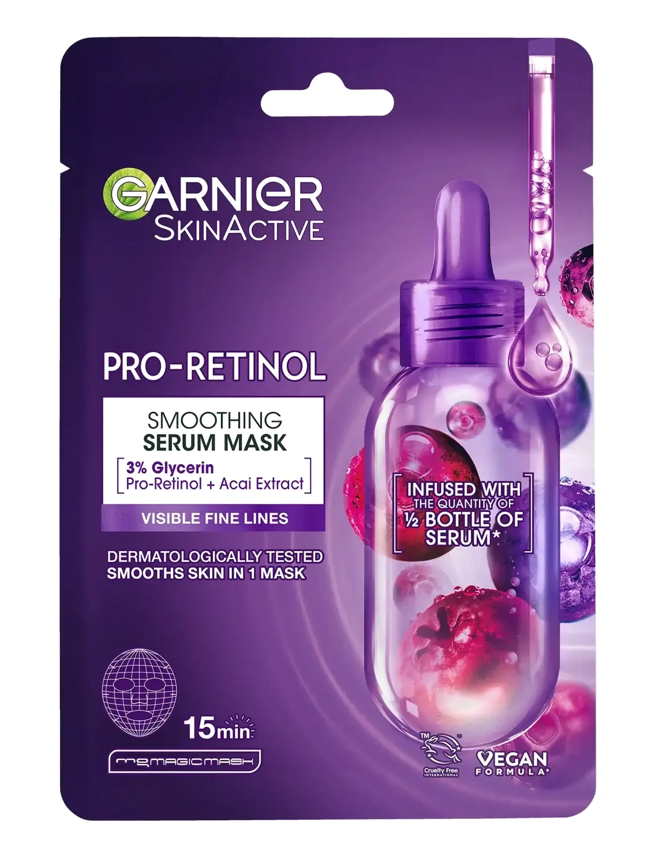 Garnier Garnier SkinActive Pro-Retinol Smoothing Serum Sheet Mask for all skin types 28 g - Hudvård - CLEAR / undefined