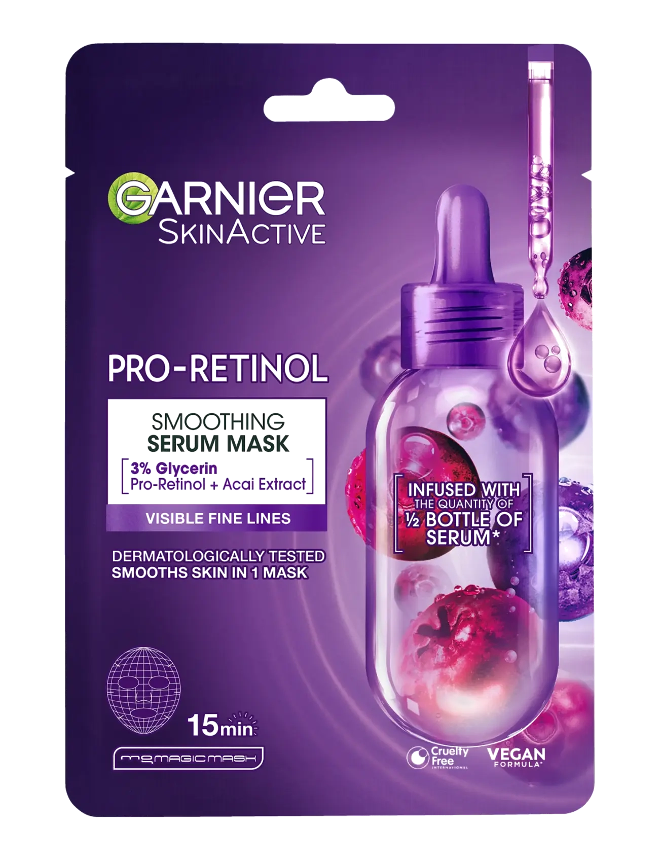 Garnier Garnier SkinActive Pro-Retinol Smoothing Serum Sheet Mask for all skin types 28 g - Niisutavad maskid - CLEAR / undefined